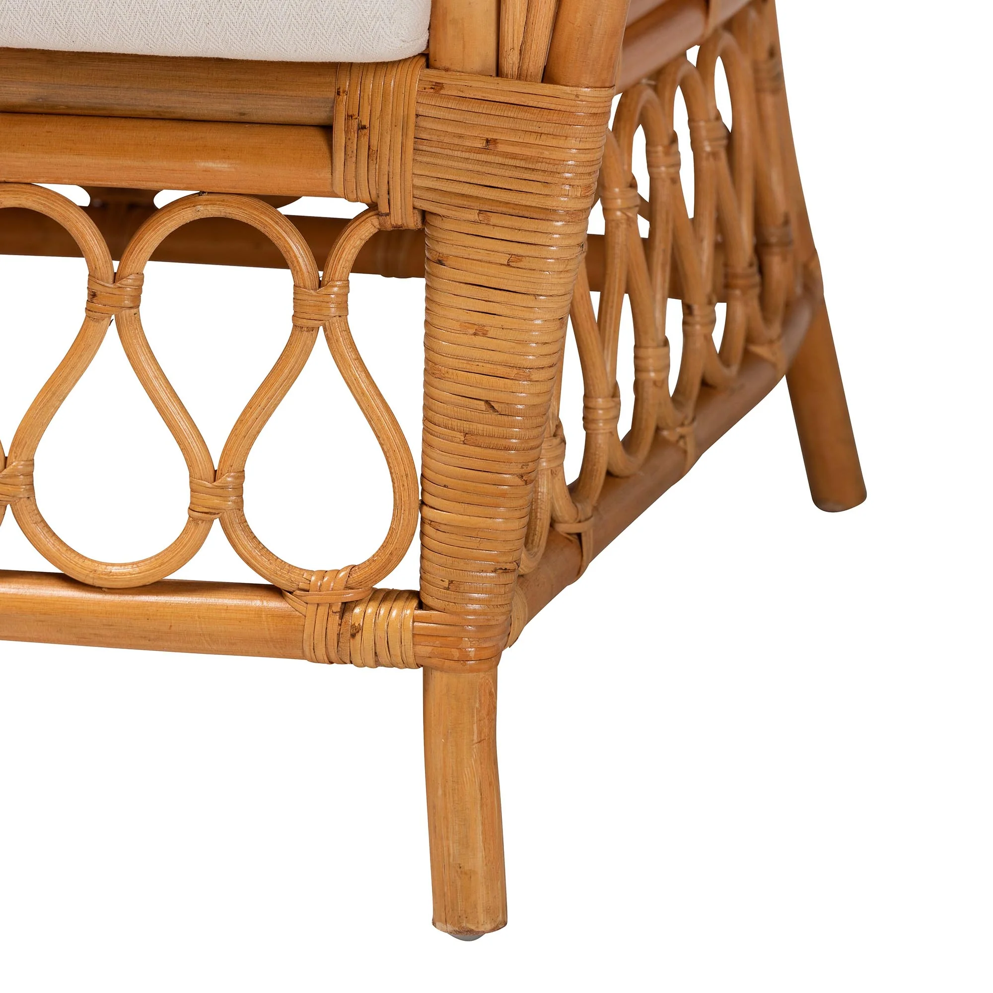 Baxton Studio bali & pari Reina Bohemian Light Honey Rattan Arm Chair - Image 9