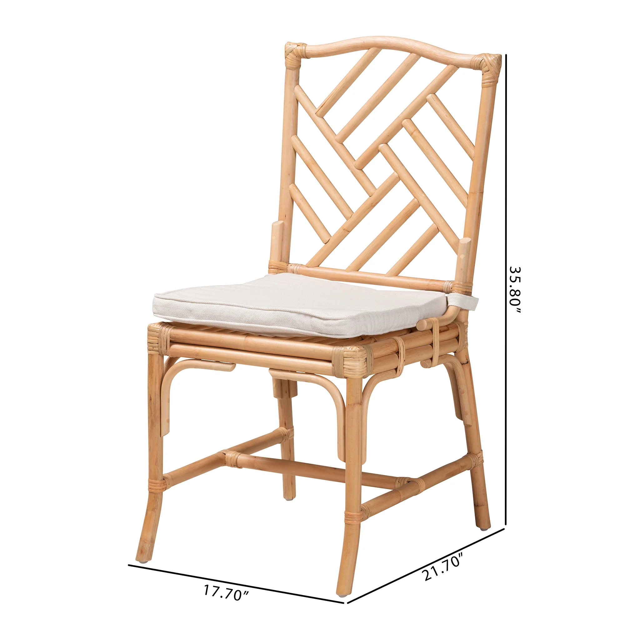 Baxton Studio bali & pari Rio Modern Bohemian Natural Brown Rattan Dining Chair - Image 10