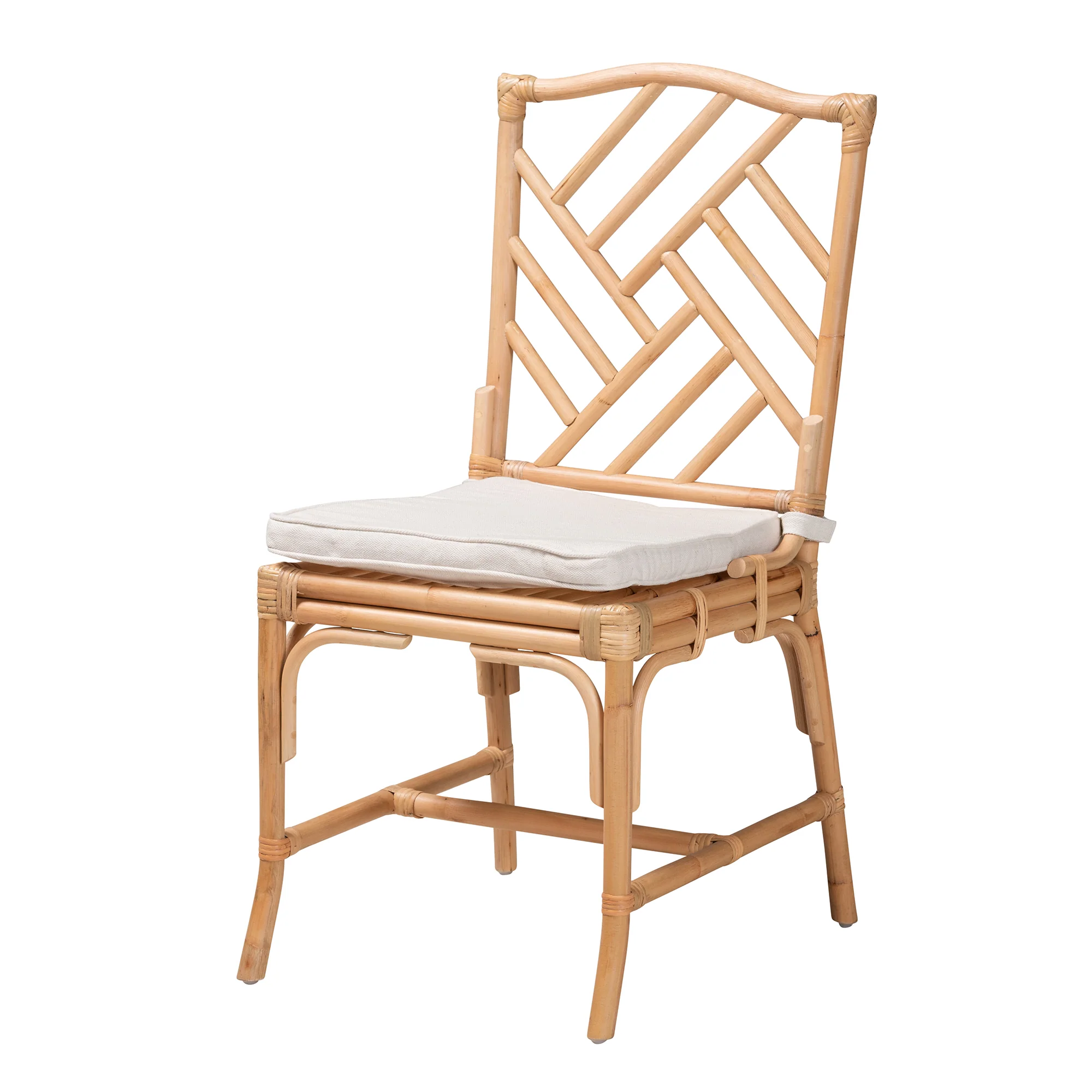 Baxton Studio bali & pari Rio Modern Bohemian Natural Brown Rattan Dining Chair - Image 2