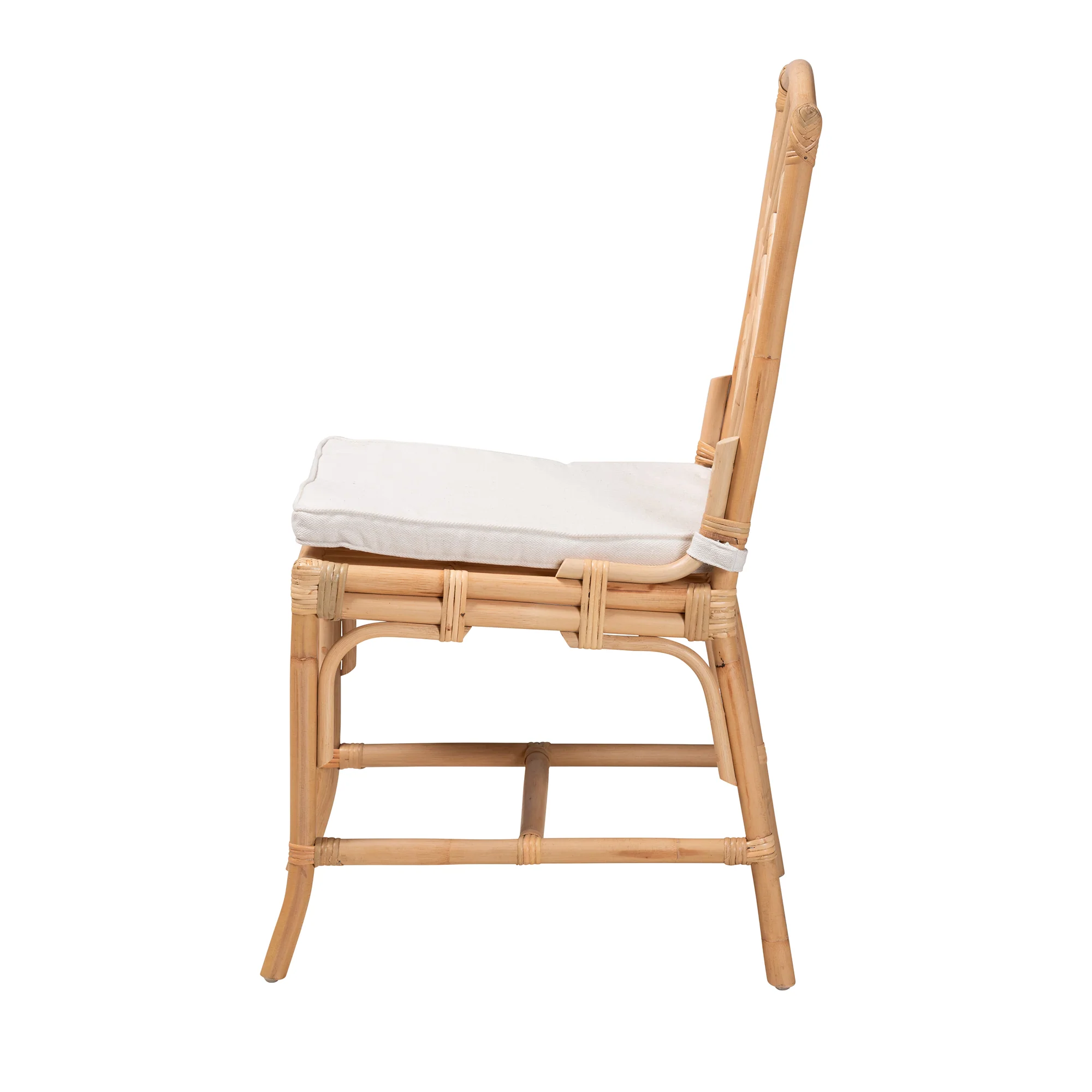 Baxton Studio bali & pari Rio Modern Bohemian Natural Brown Rattan Dining Chair - Image 4