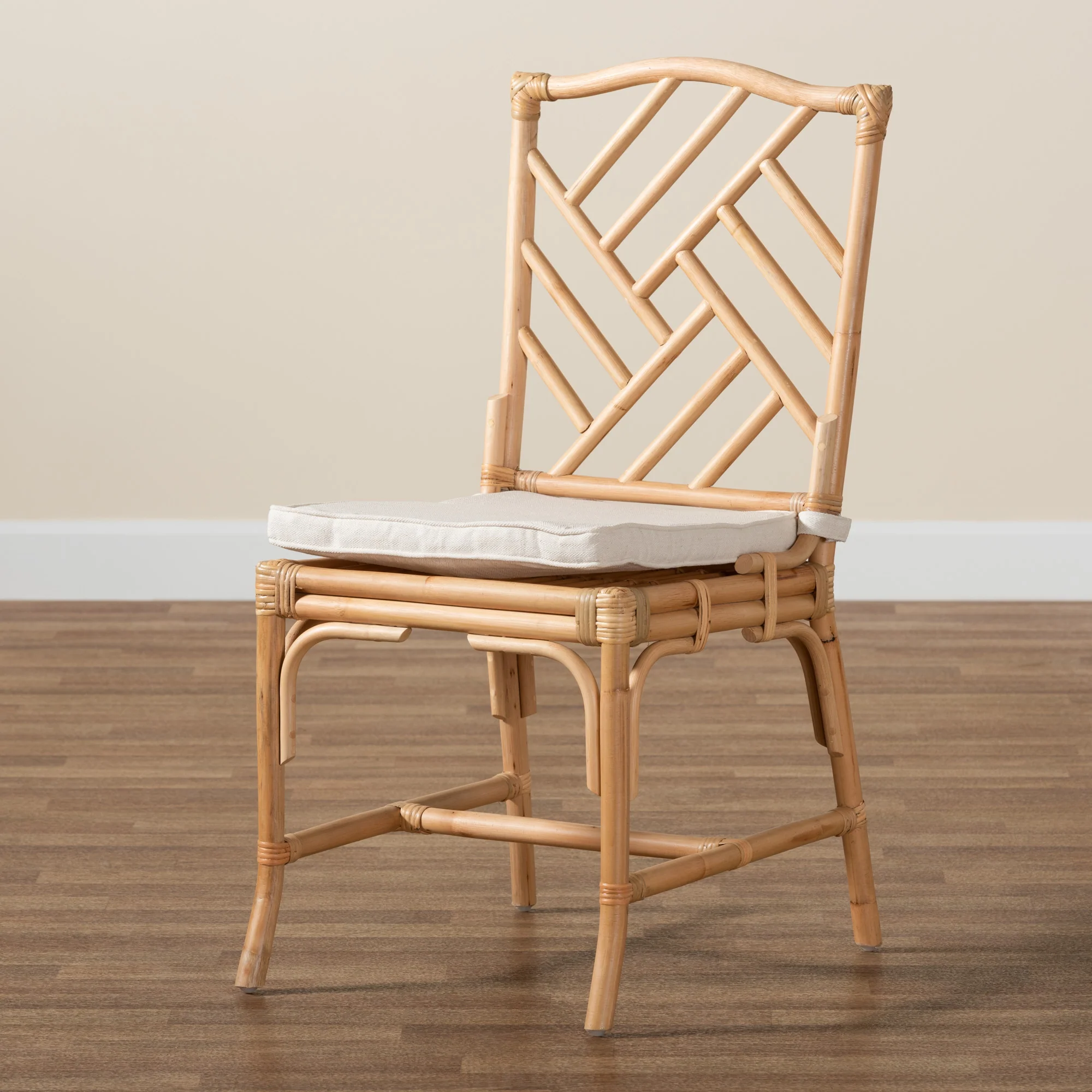 Baxton Studio bali & pari Rio Modern Bohemian Natural Brown Rattan Dining Chair - Image 9