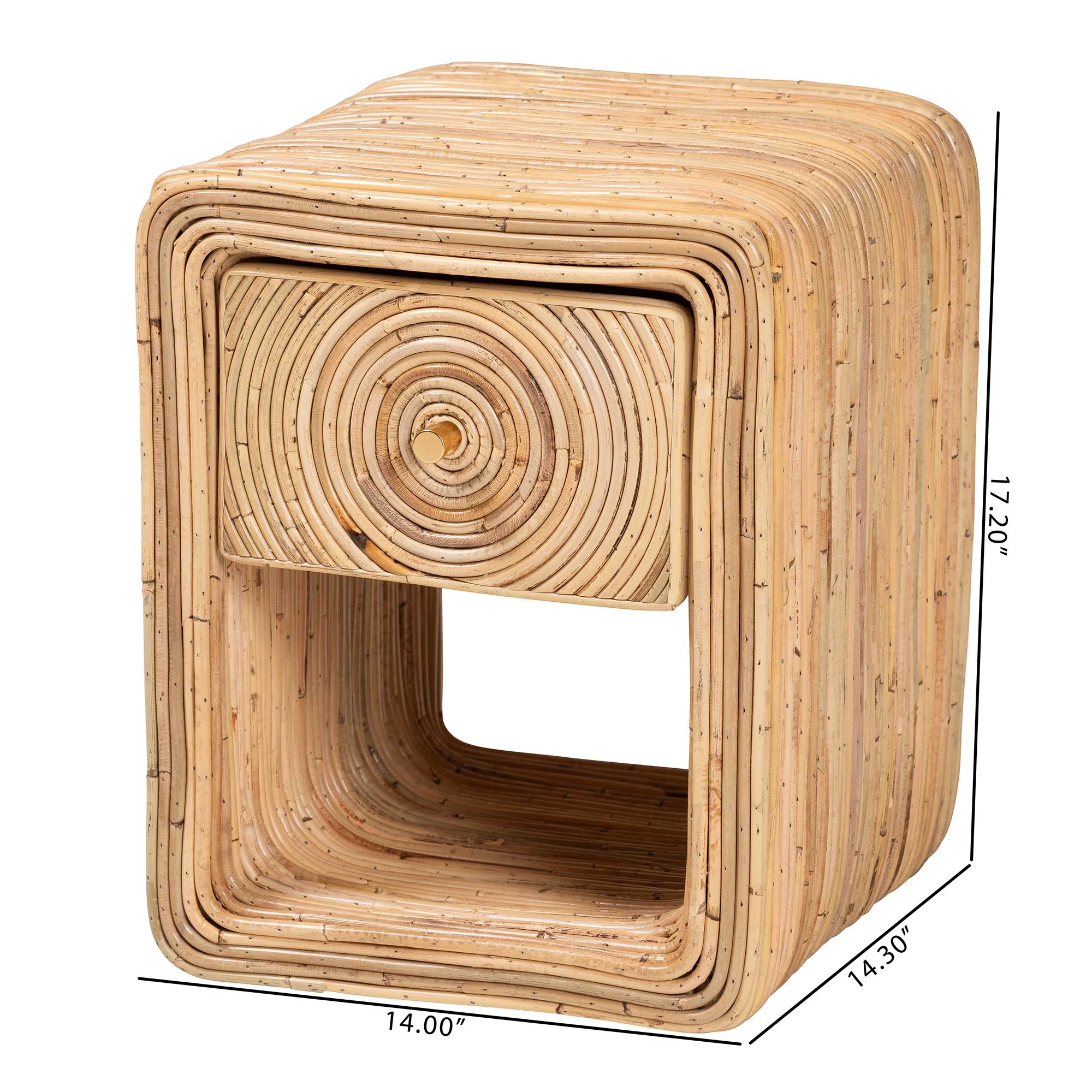 Baxton Studio bali & pari Rosina Bohemian Natural Rattan 1-Drawer Nightstand - Image 3