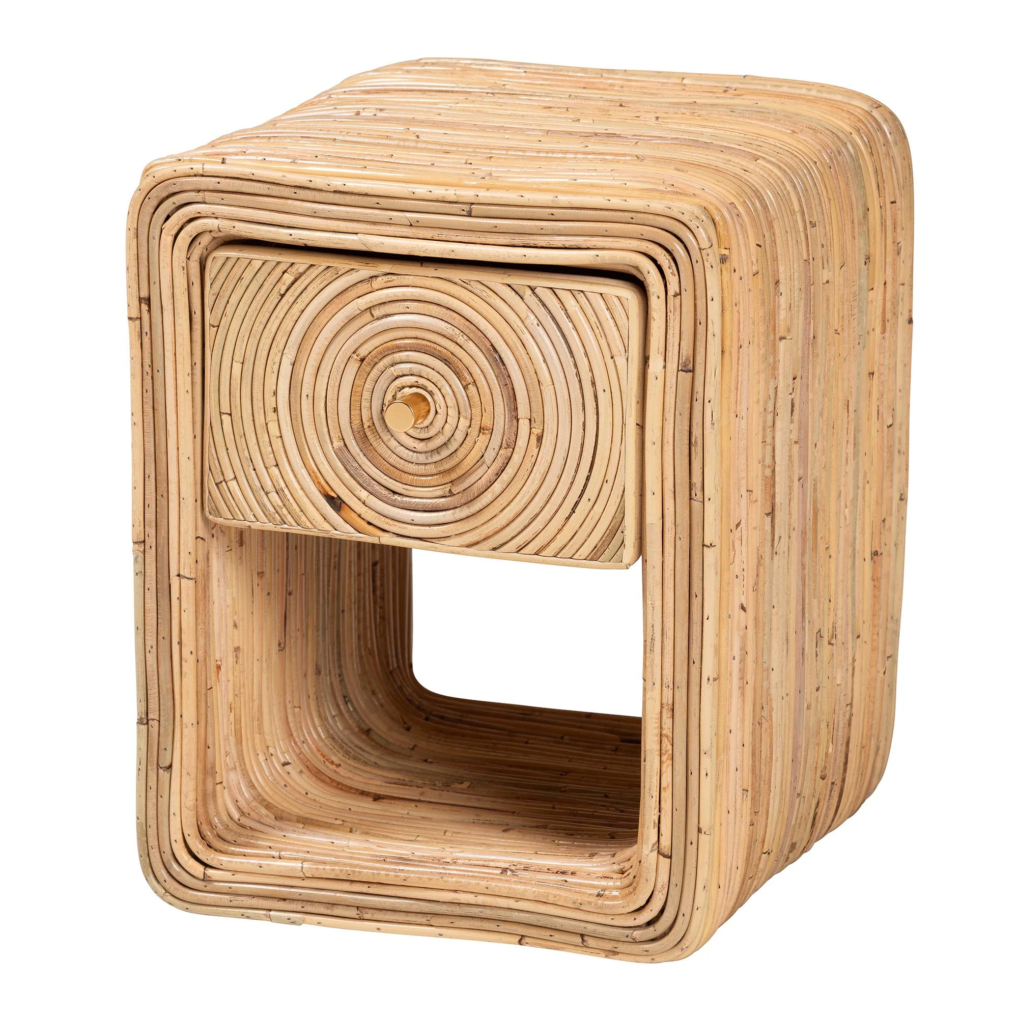Baxton Studio bali & pari Rosina Bohemian Natural Rattan 1-Drawer Nightstand - Image 4