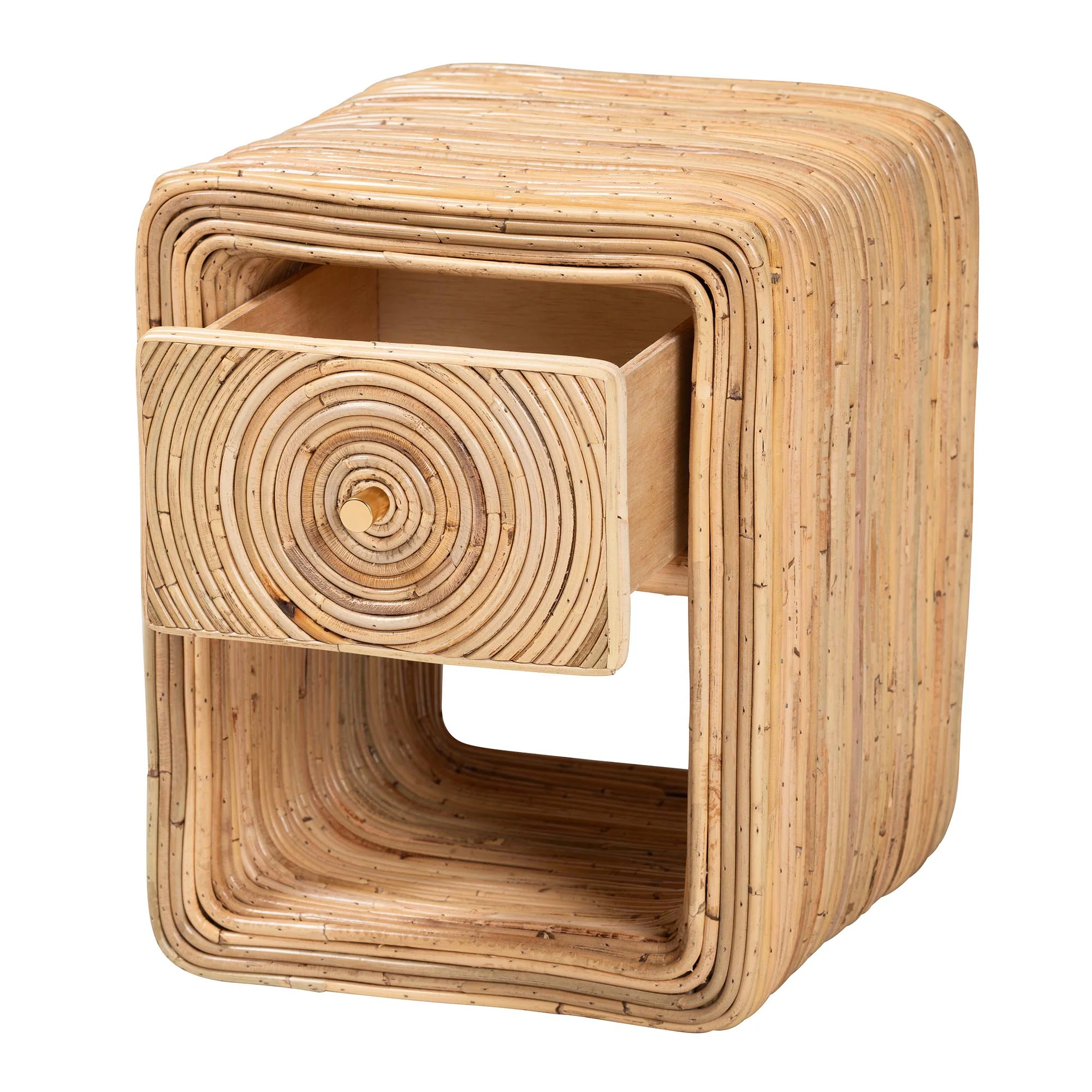 Baxton Studio bali & pari Rosina Bohemian Natural Rattan 1-Drawer Nightstand - Image 5
