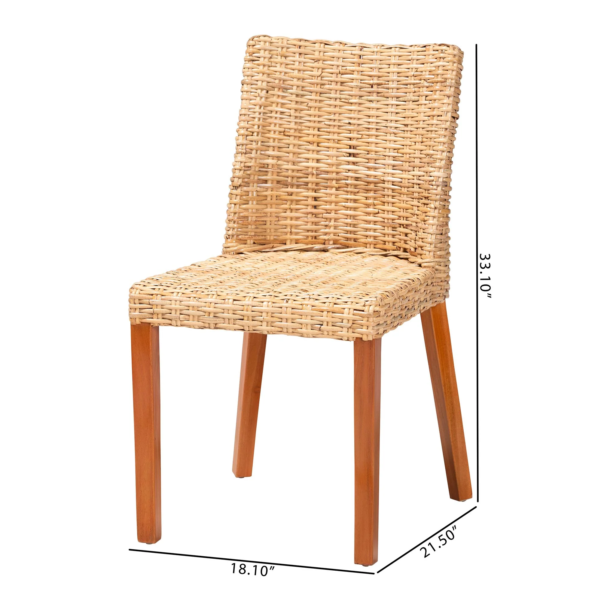 Baxton Studio bali & pari Rowen Bohemian Light Honey Kubu Rattan and Mahogany Wood Dining Chair - Image 10