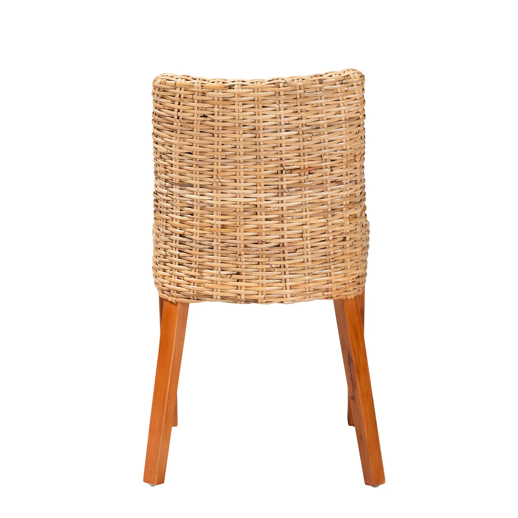 Baxton Studio bali & pari Rowen Bohemian Light Honey Kubu Rattan and Mahogany Wood Dining Chair - Image 5