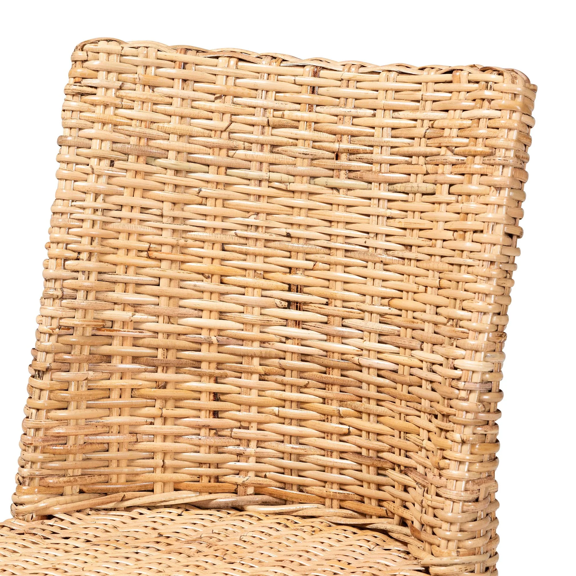 Baxton Studio bali & pari Rowen Bohemian Light Honey Kubu Rattan and Mahogany Wood Dining Chair - Image 6