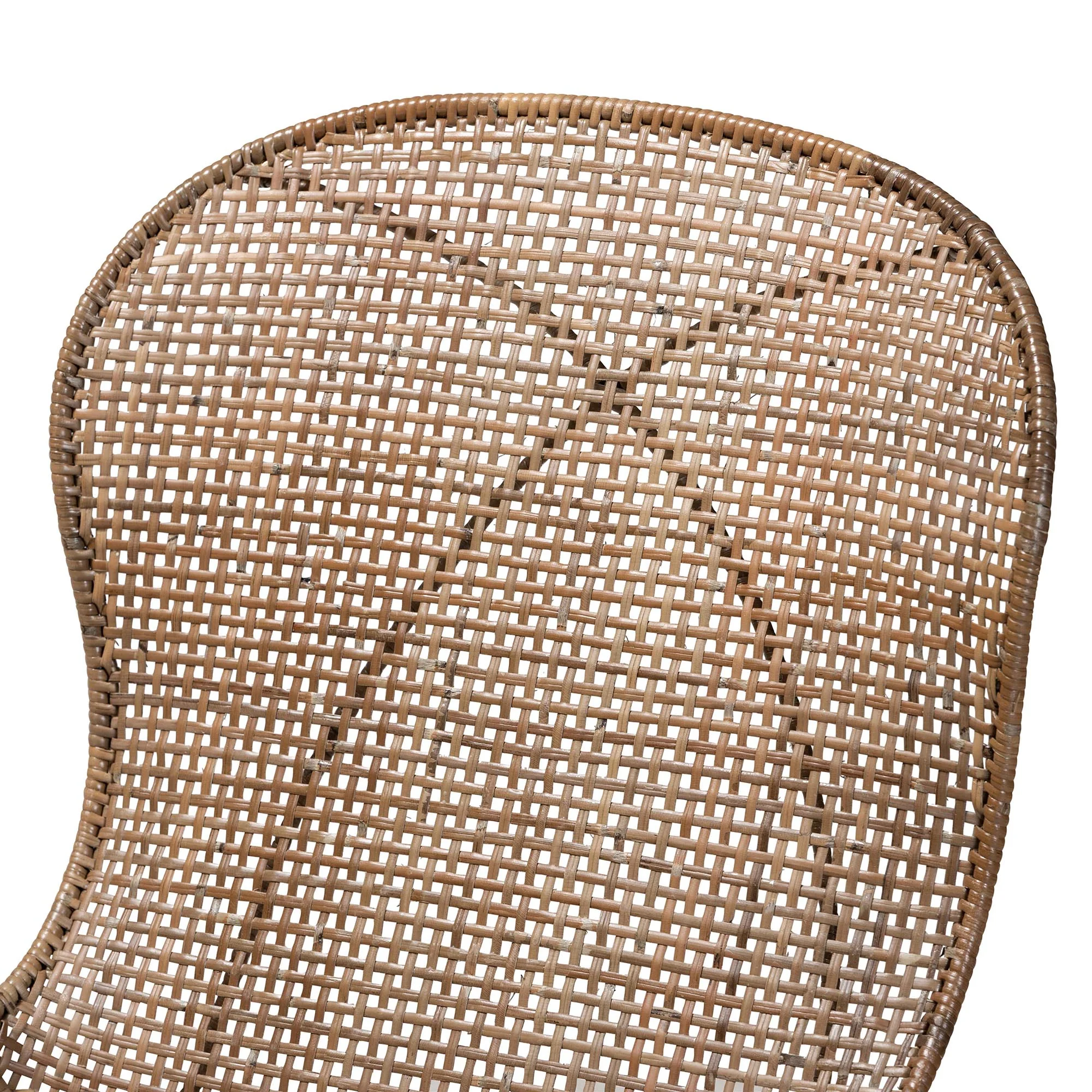Baxton Studio bali & pari Sabelle Japandi Greywashed Rattan and Black Metal 2-Piece Dining Chair Set - Image 5