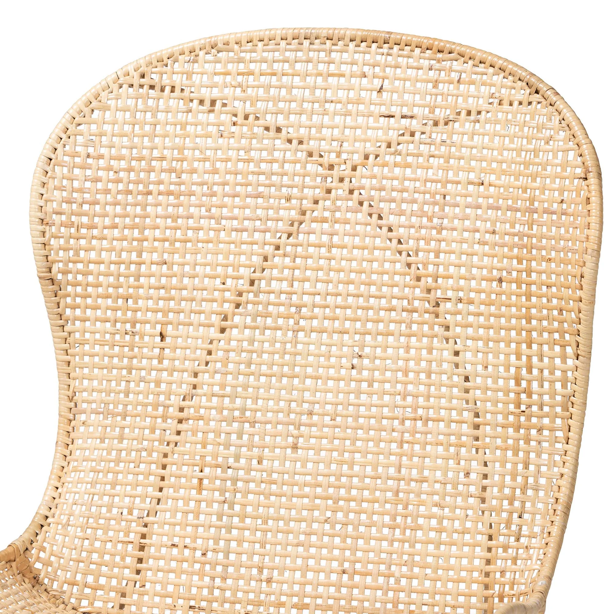Baxton Studio bali & pari Sabelle Japandi Natural Brown Mahogany and Rattan 2-Piece Dining Chair Set - Image 5