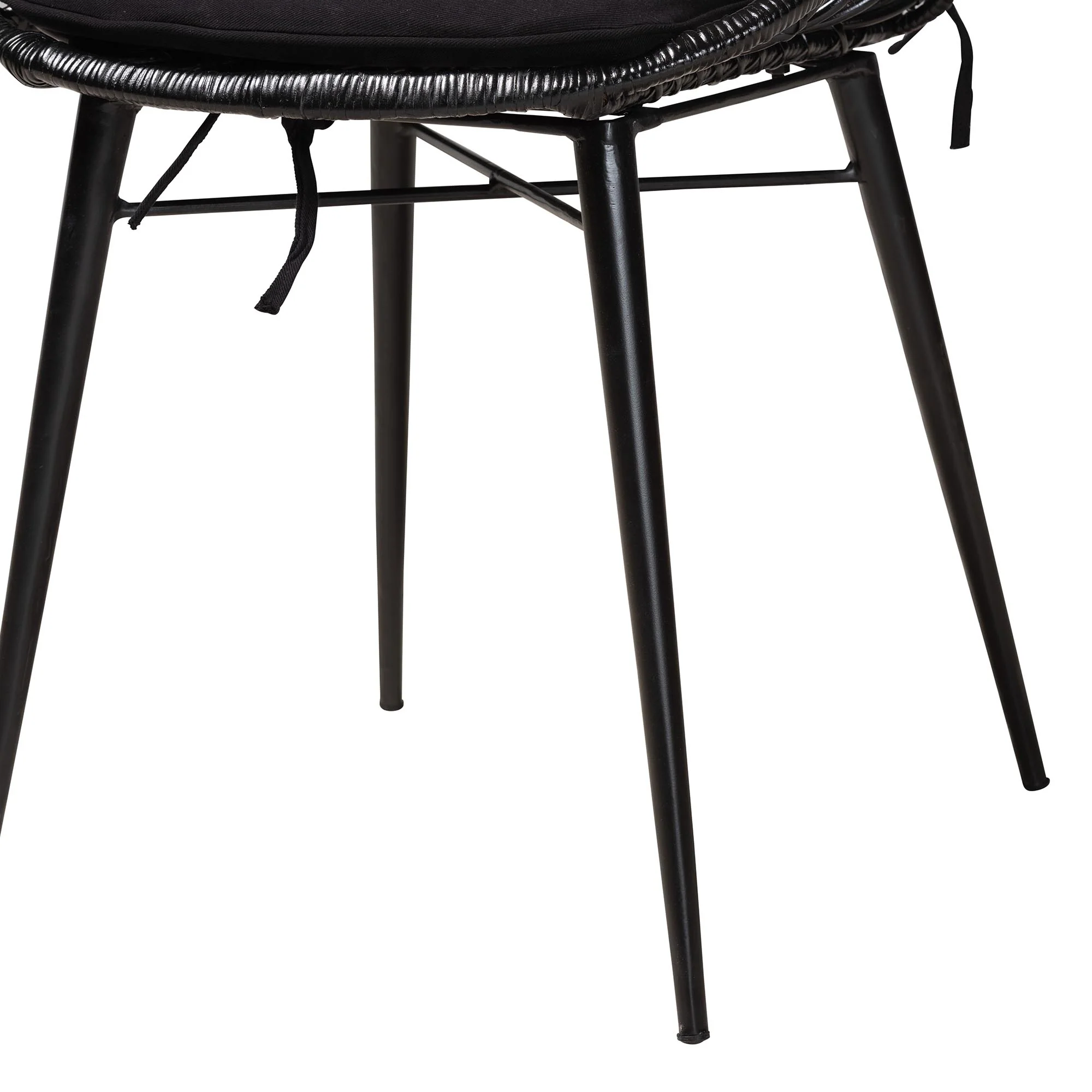Baxton Studio bali & pari Sabelle Modern Bohemian Black Finished Rattan and Metal 2-Piece Dining Chair Set - Image 6