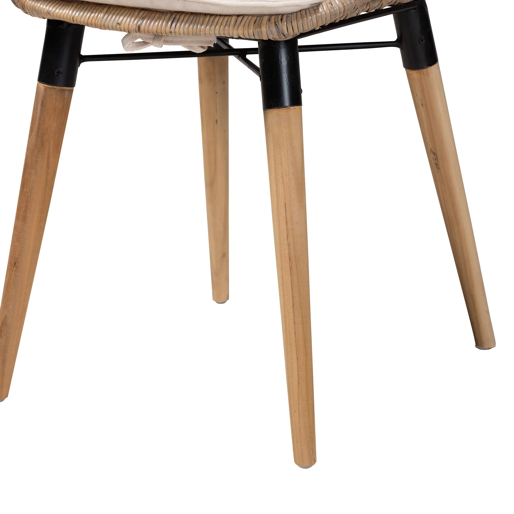 Baxton Studio bali & pari Sabelle Modern Bohemian Natural Brown Finished Teak Wood and Greywashed Rattan 2-Piece Dining Chair Set - Image 8