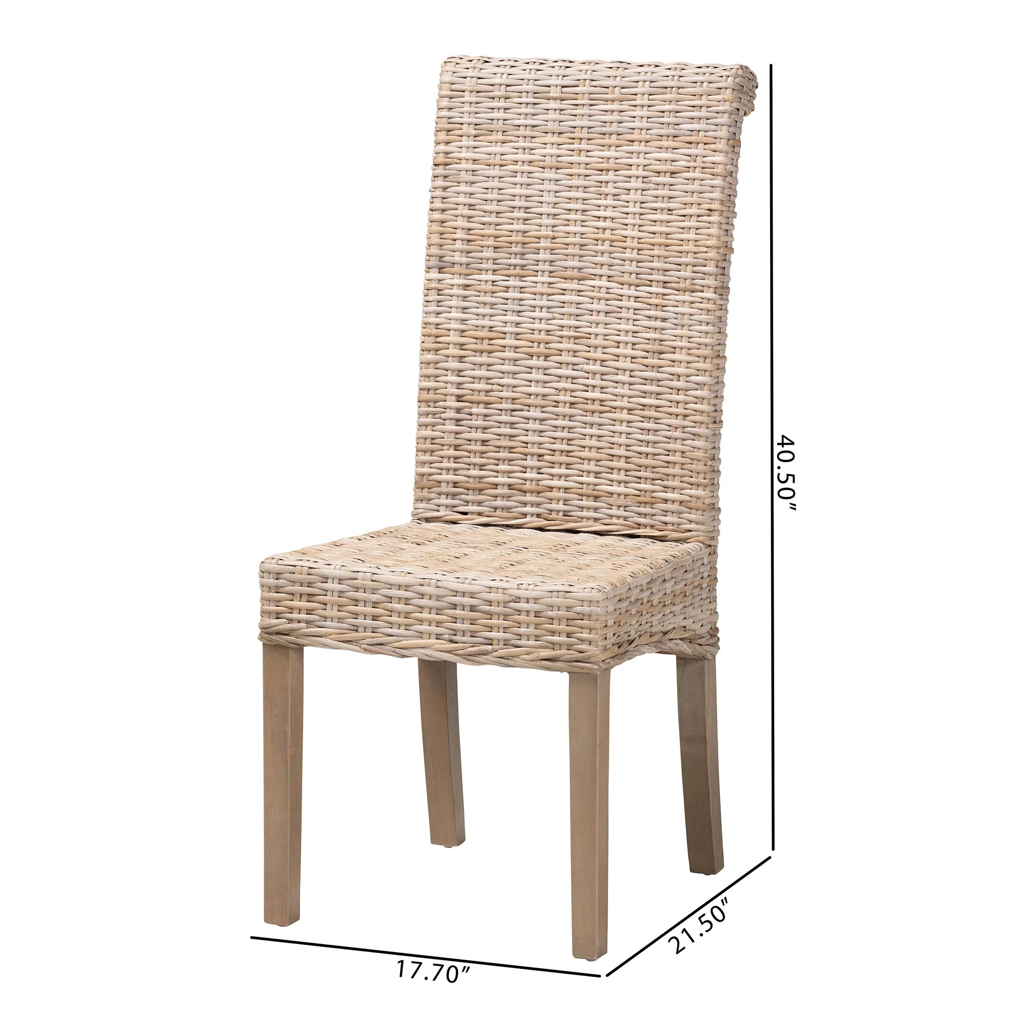 Baxton Studio bali & pari Santiago Bohemian Grey Natural Kubu Rattan and Mango Wood Dining Chair - Image 10