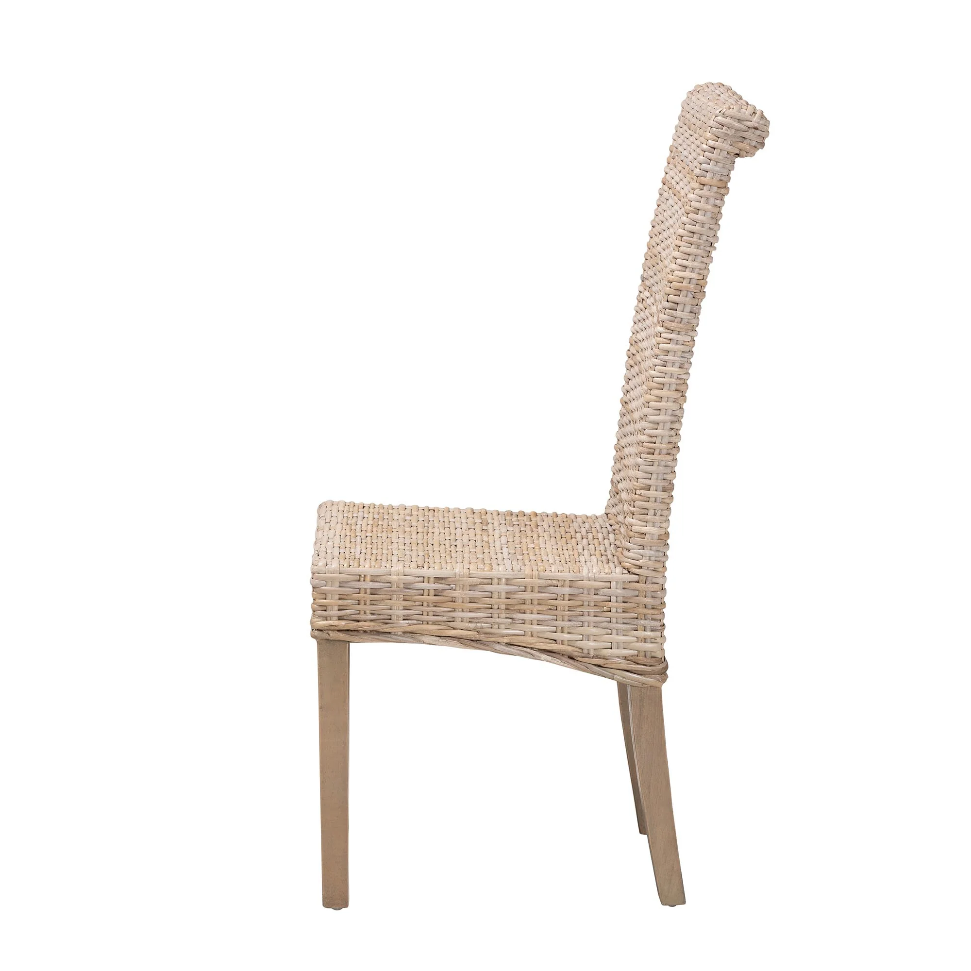 Baxton Studio bali & pari Santiago Bohemian Grey Natural Kubu Rattan and Mango Wood Dining Chair - Image 4