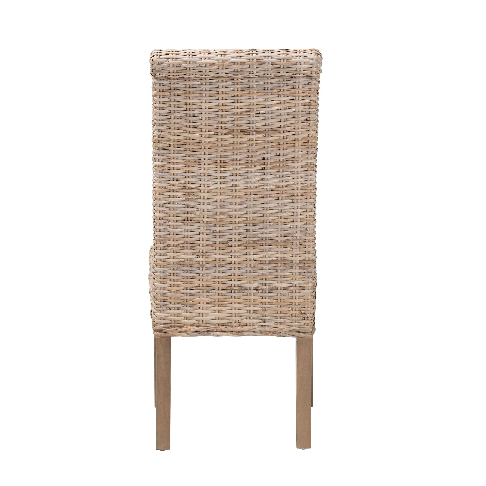 Baxton Studio bali & pari Santiago Bohemian Grey Natural Kubu Rattan and Mango Wood Dining Chair - Image 5