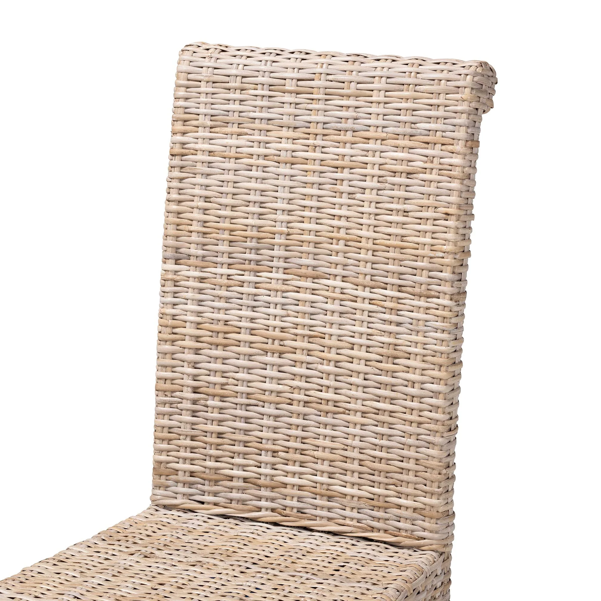 Baxton Studio bali & pari Santiago Bohemian Grey Natural Kubu Rattan and Mango Wood Dining Chair - Image 6