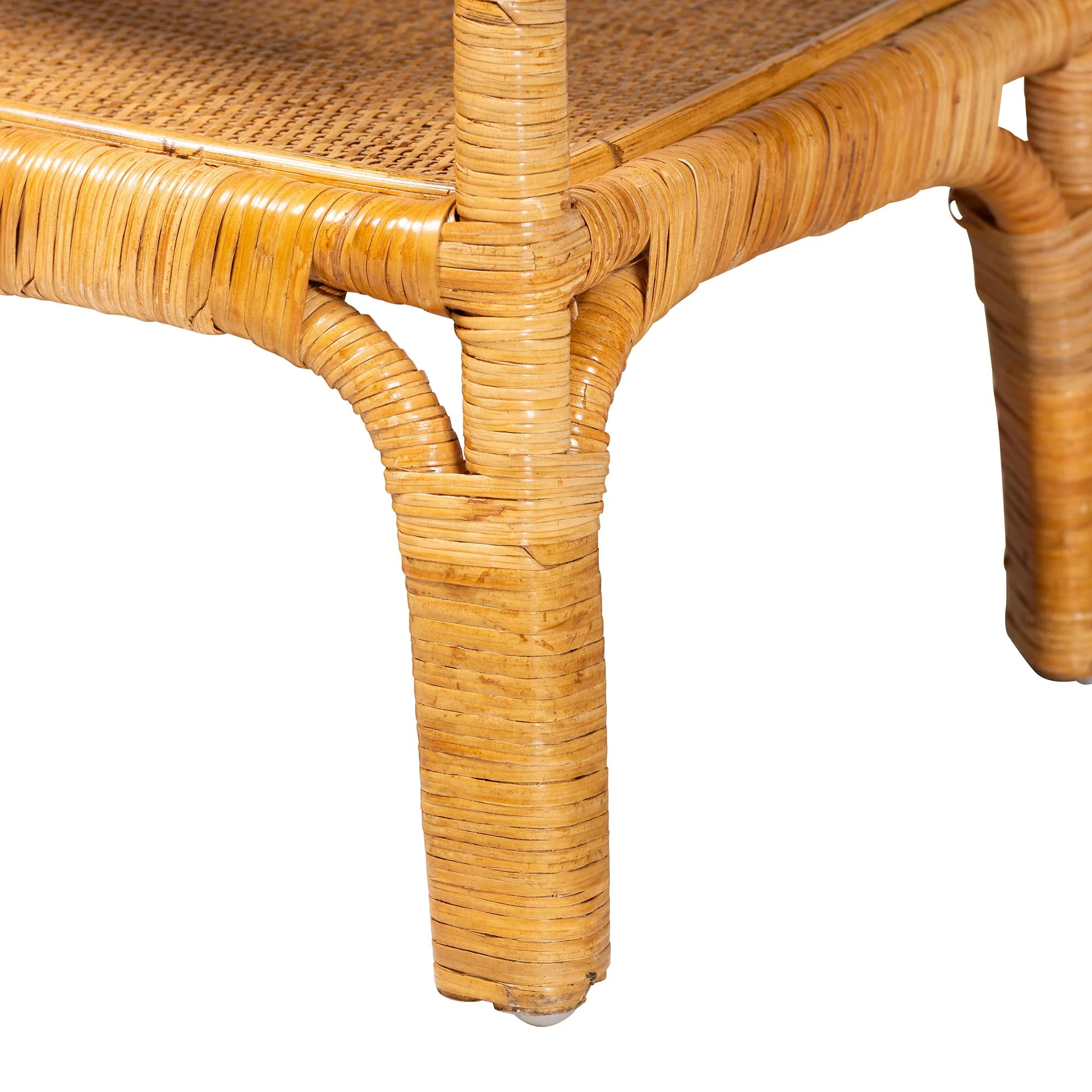 Baxton Studio bali & pari Savitri Modern Bohemian Natural Rattan 2-Tier Console Table - Image 6