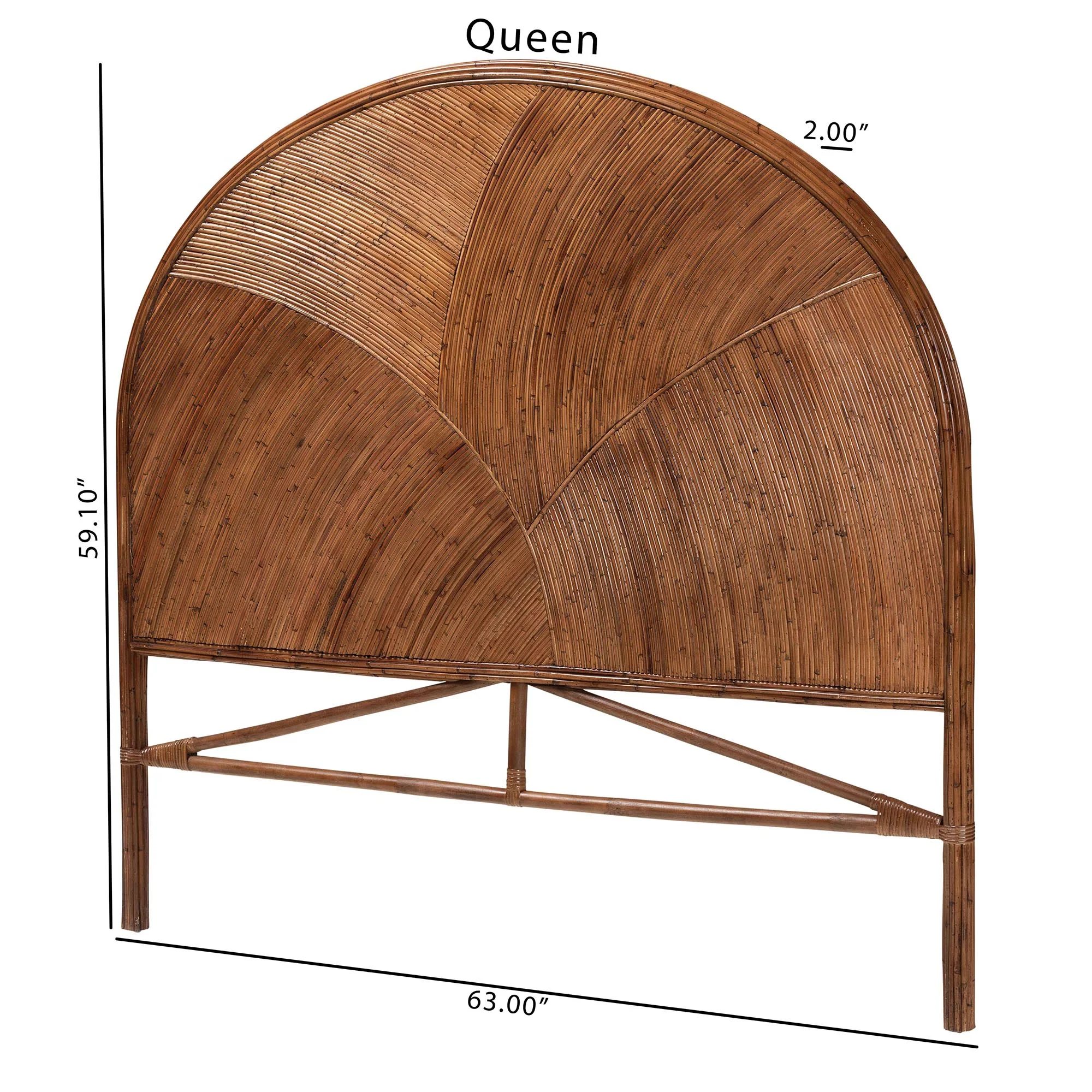 Baxton Studio bali & pari Seana Bohemian Dark Brown Rattan King Size Standalone Headboard - Image 2