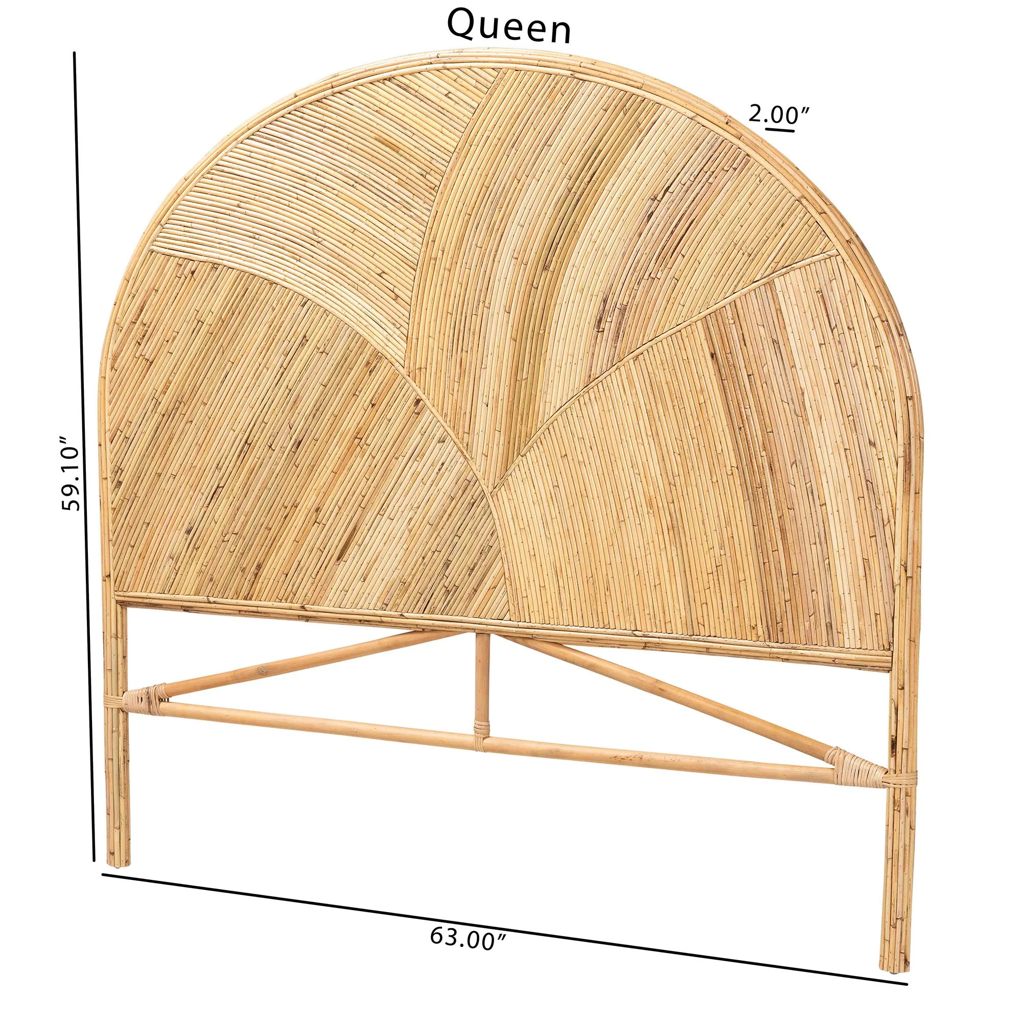 Baxton Studio bali & pari Seana Bohemian Honey Rattan King Size Standalone Headboard - Image 2