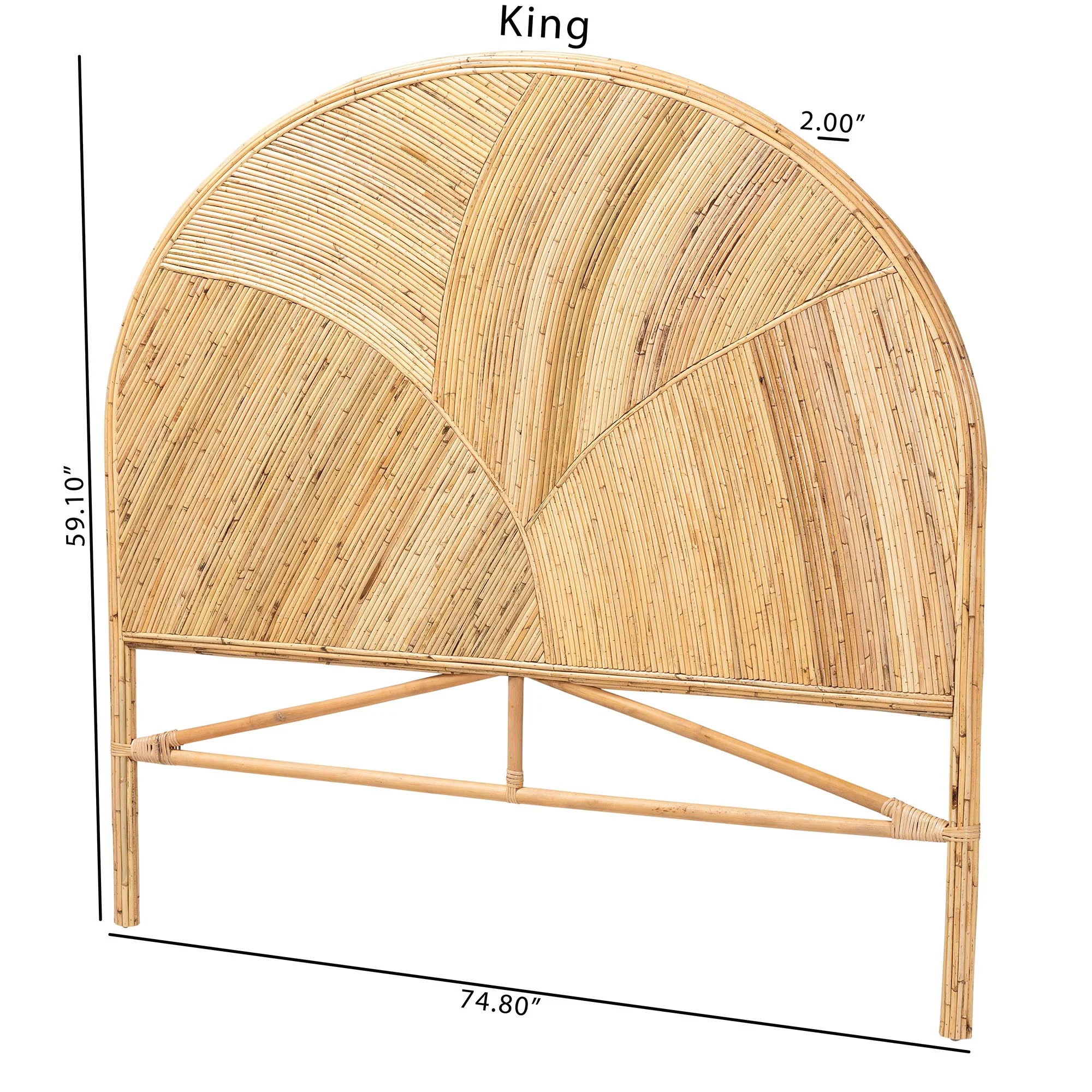 Baxton Studio bali & pari Seana Bohemian Honey Rattan King Size Standalone Headboard - Image 3