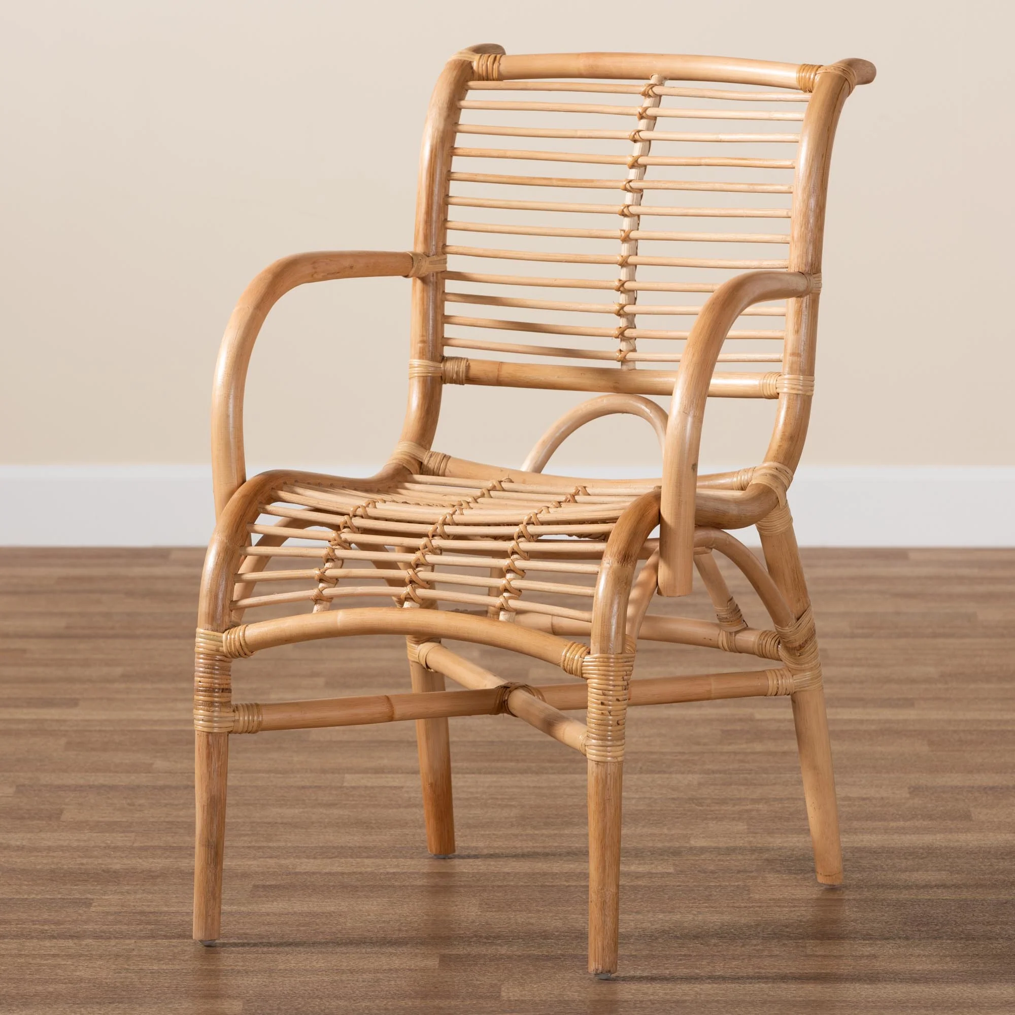 Baxton Studio bali & pari Seminyak Modern Bohemian Natural Rattan Lounge Chair - Image 2