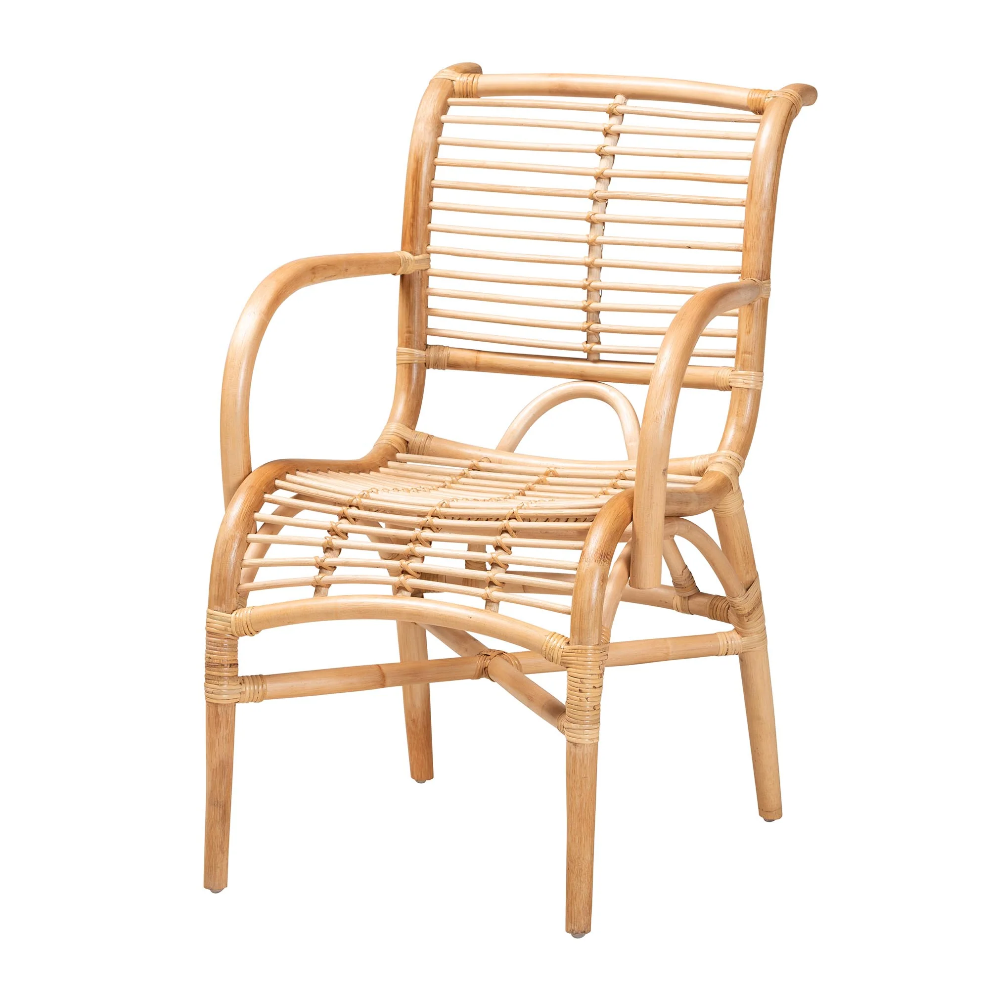 Baxton Studio bali & pari Seminyak Modern Bohemian Natural Rattan Lounge Chair - Image 4