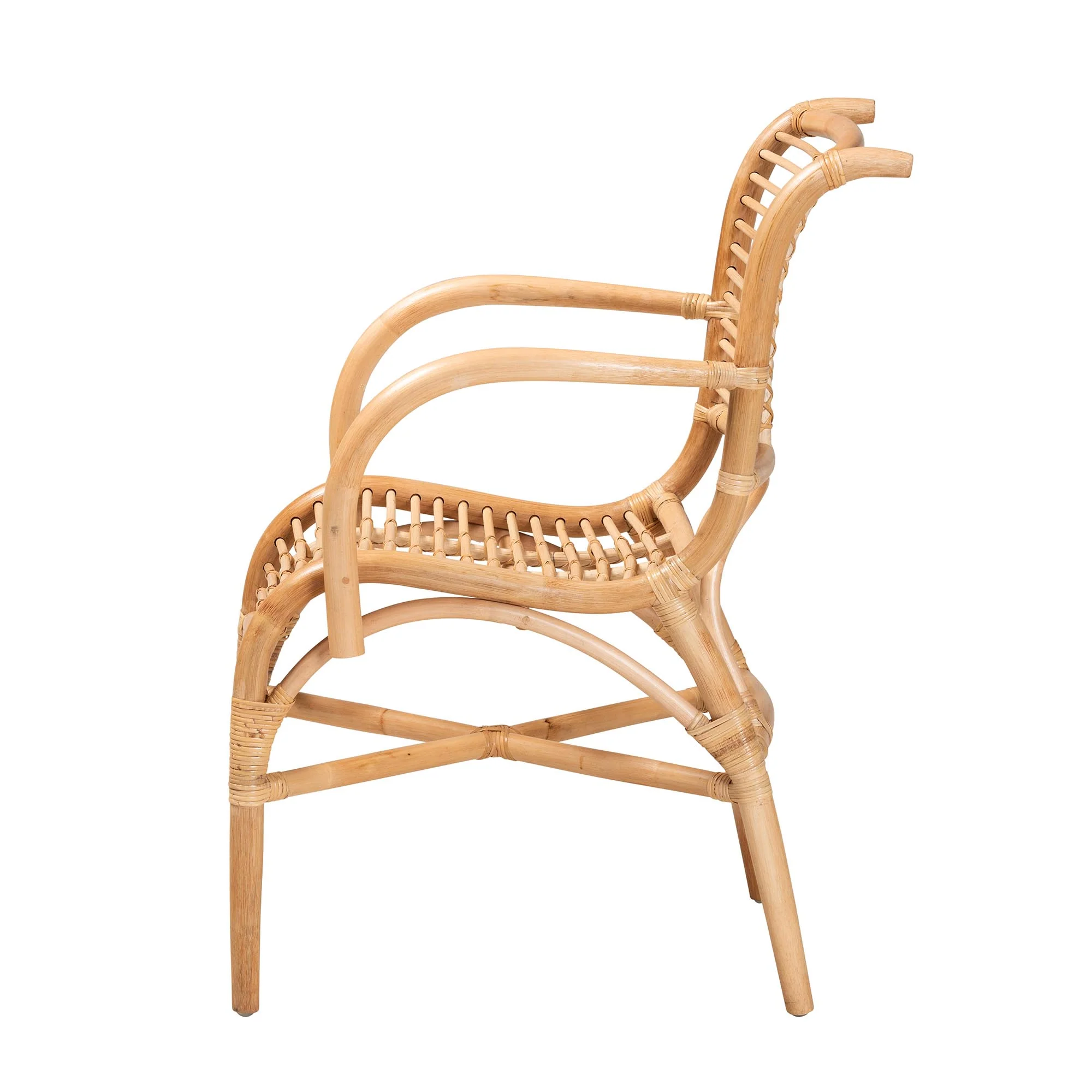 Baxton Studio bali & pari Seminyak Modern Bohemian Natural Rattan Lounge Chair - Image 6