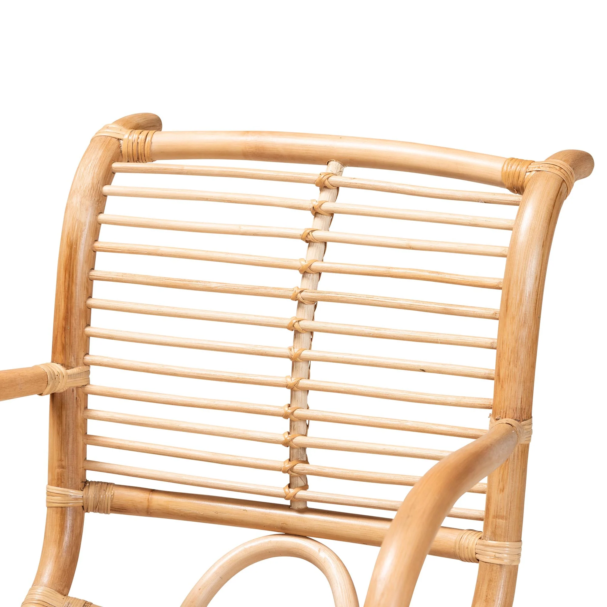 Baxton Studio bali & pari Seminyak Modern Bohemian Natural Rattan Lounge Chair - Image 8
