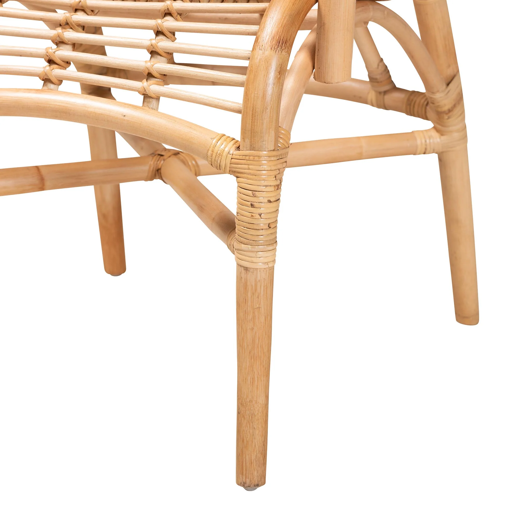 Baxton Studio bali & pari Seminyak Modern Bohemian Natural Rattan Lounge Chair - Image 9