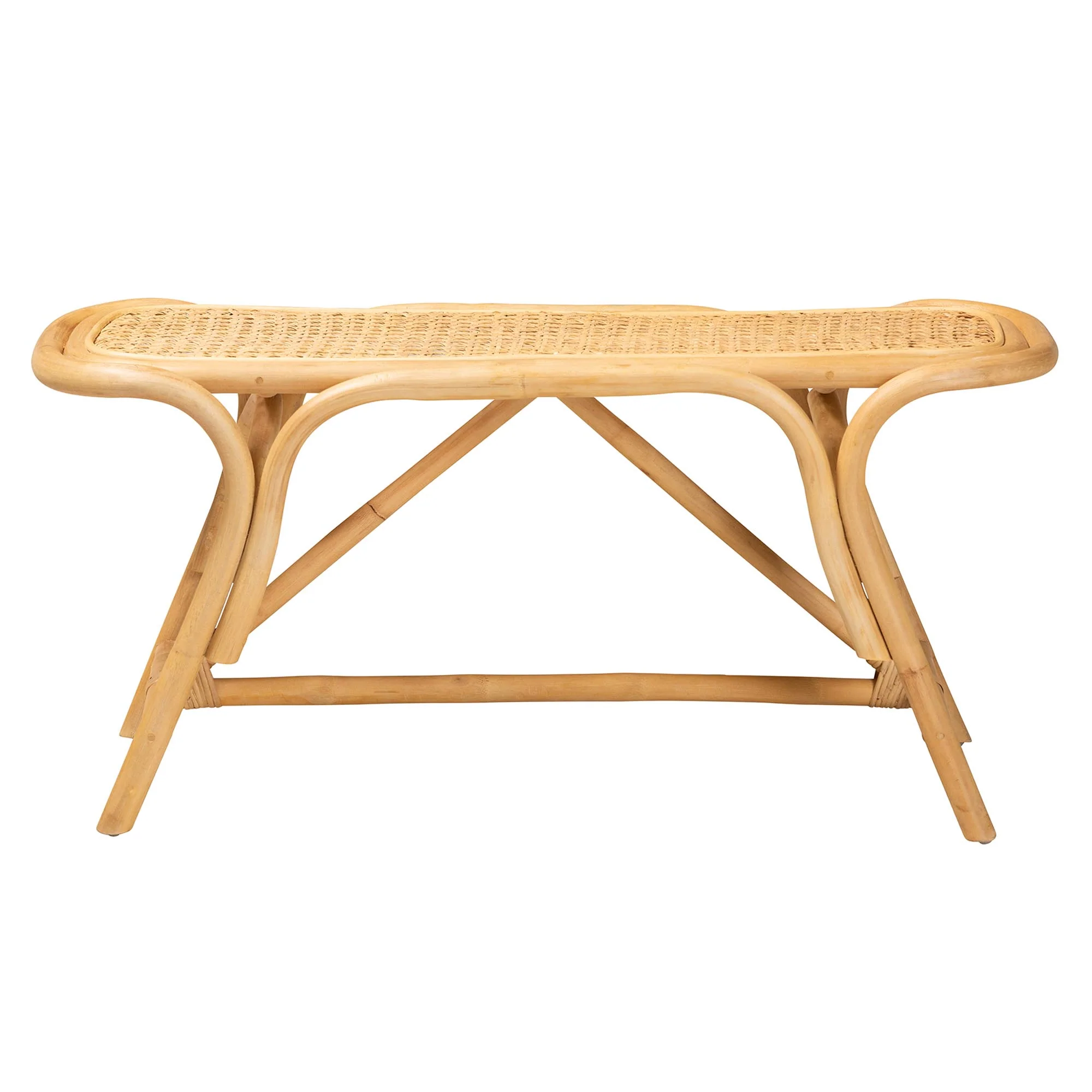 Baxton Studio bali & pari Septa Modern Bohemian Natural Brown Rattan Accent Bench - Image 4