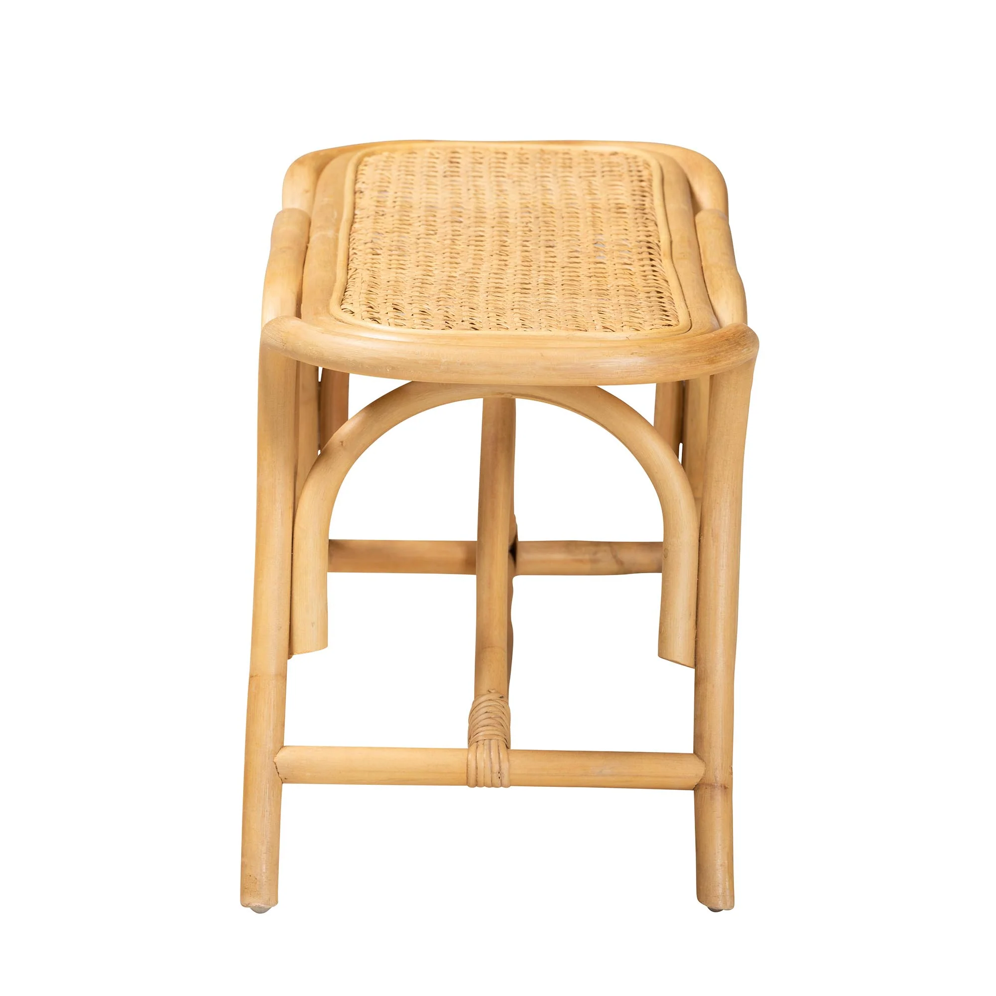 Baxton Studio bali & pari Septa Modern Bohemian Natural Brown Rattan Accent Bench - Image 5