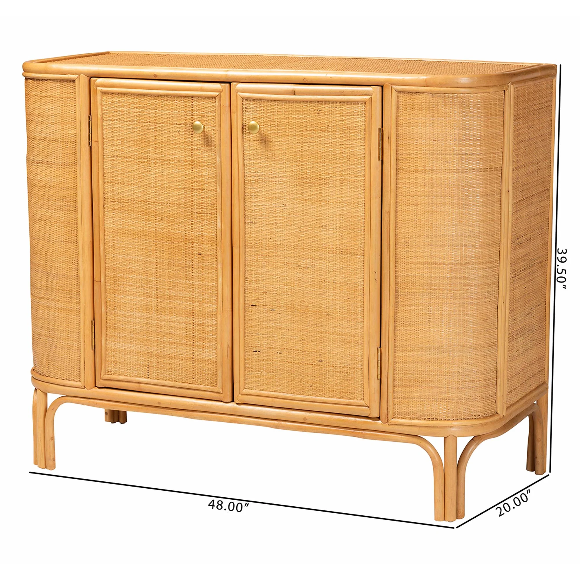 Baxton Studio bali & pari Serissa Modern Bohemian Natural Brown Rattan 2-Door Storage Cabinet - Image 10