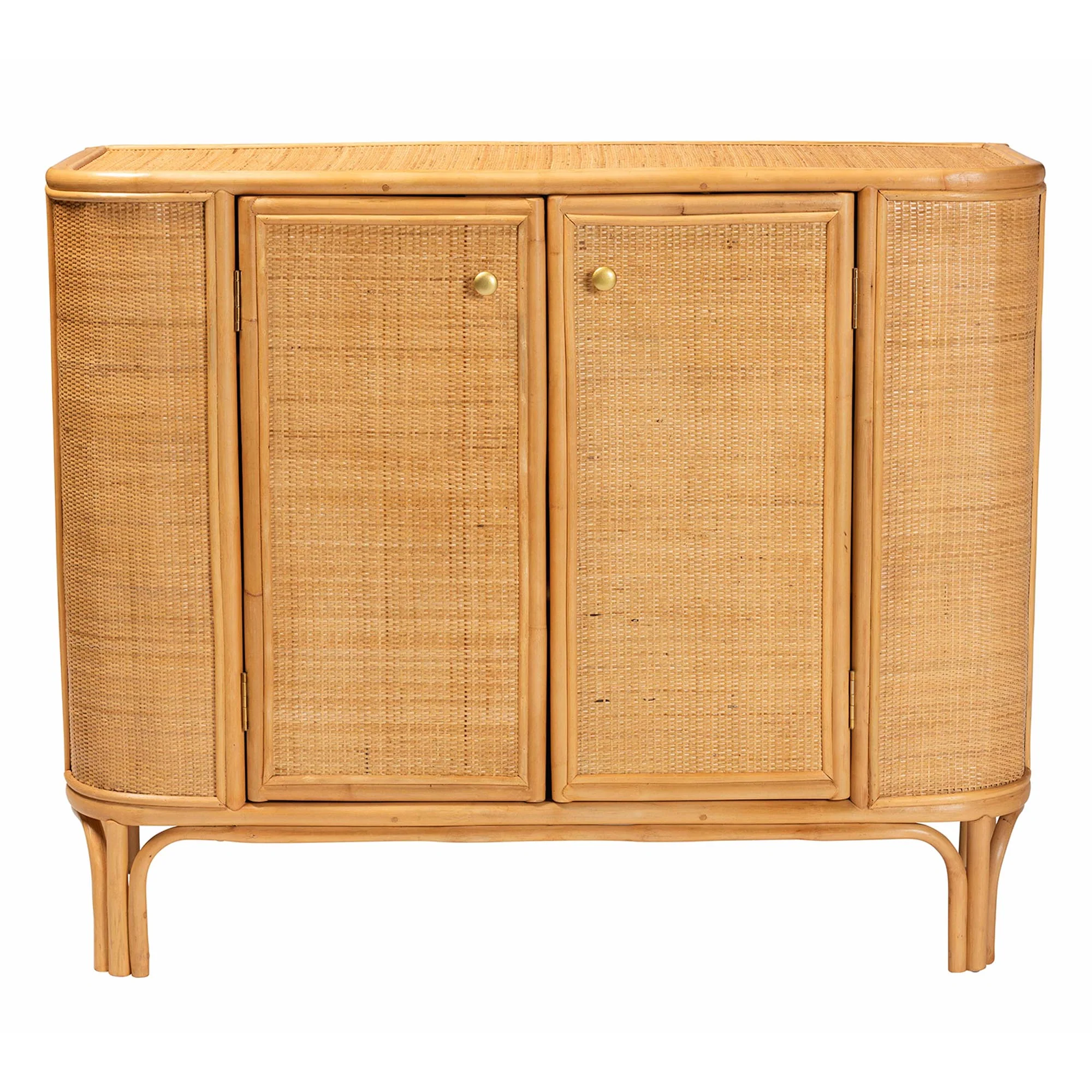 Baxton Studio bali & pari Serissa Modern Bohemian Natural Brown Rattan 2-Door Storage Cabinet - Image 4