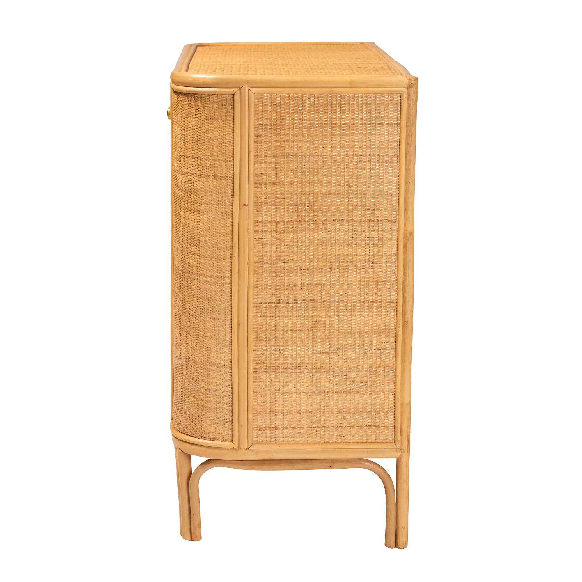 Baxton Studio bali & pari Serissa Modern Bohemian Natural Brown Rattan 2-Door Storage Cabinet - Image 5