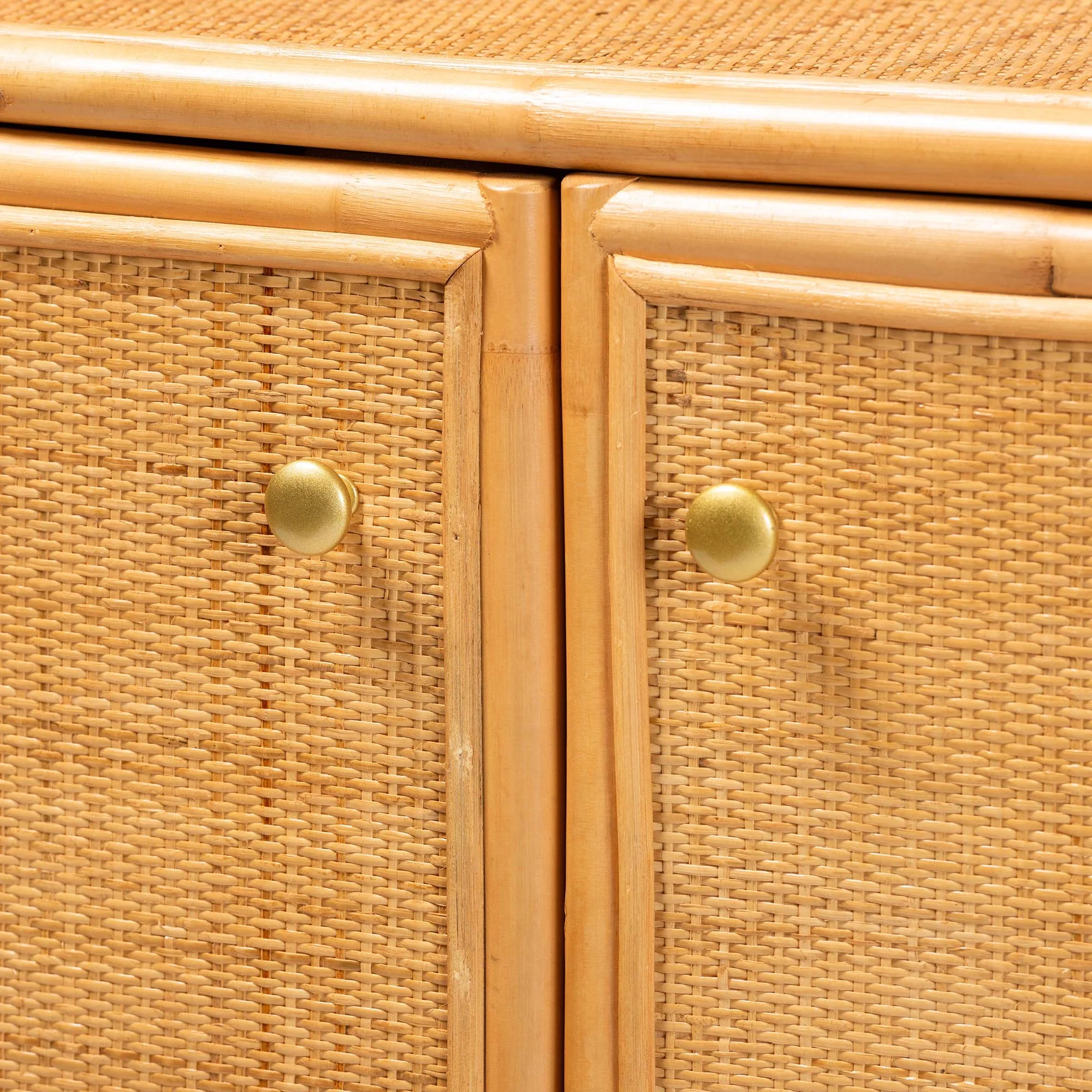 Baxton Studio bali & pari Serissa Modern Bohemian Natural Brown Rattan 2-Door Storage Cabinet - Image 6