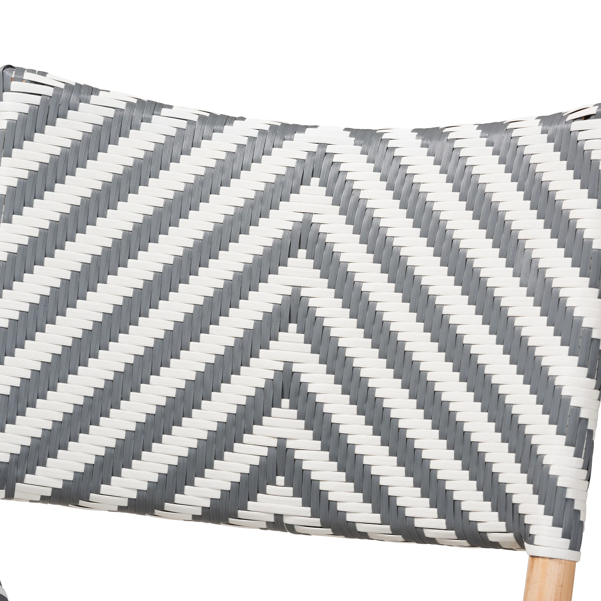 Baxton Studio bali & pari Shai Modern French Grey and White Weaving and Natural Rattan Bistro Chair - Image 6