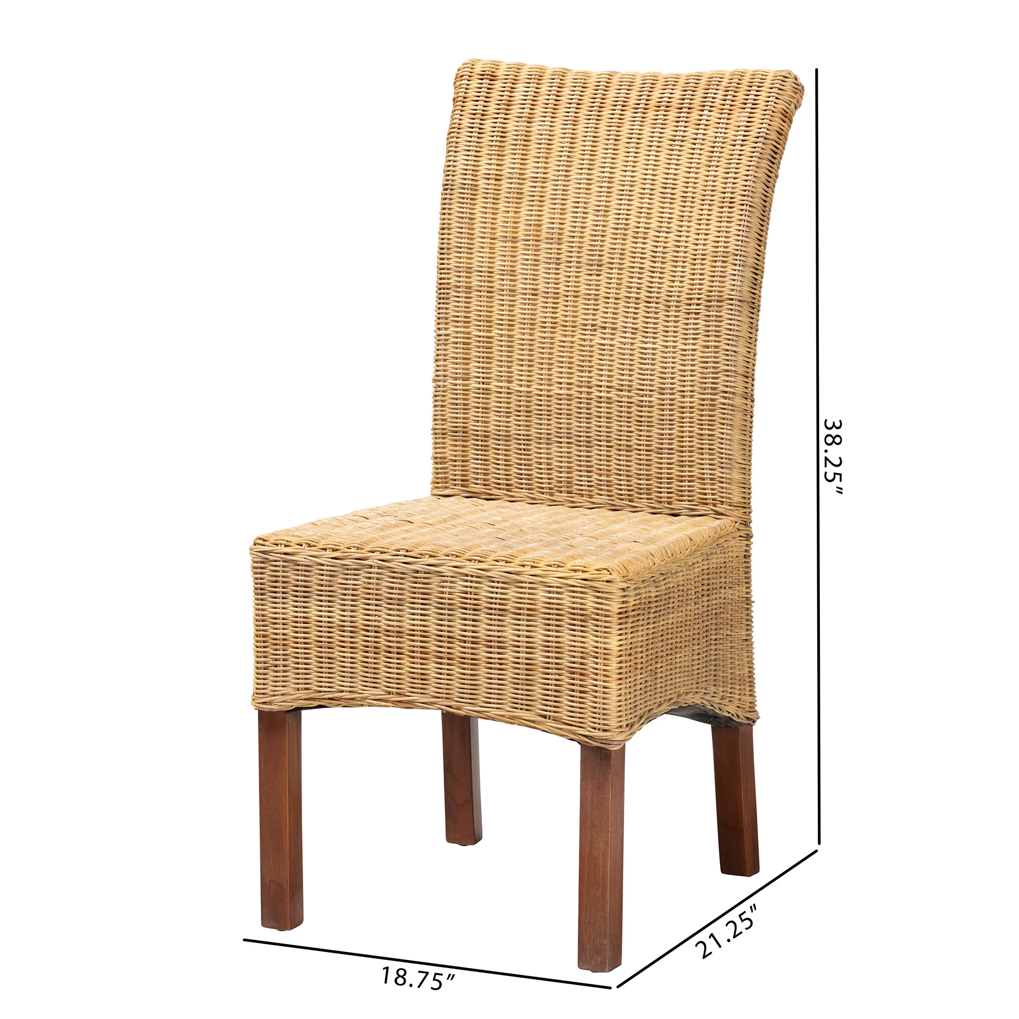 Baxton Studio bali & pari Shamara Modern Bohemian Natural Rattan and Mahogany Wood Dining Chair - Image 10