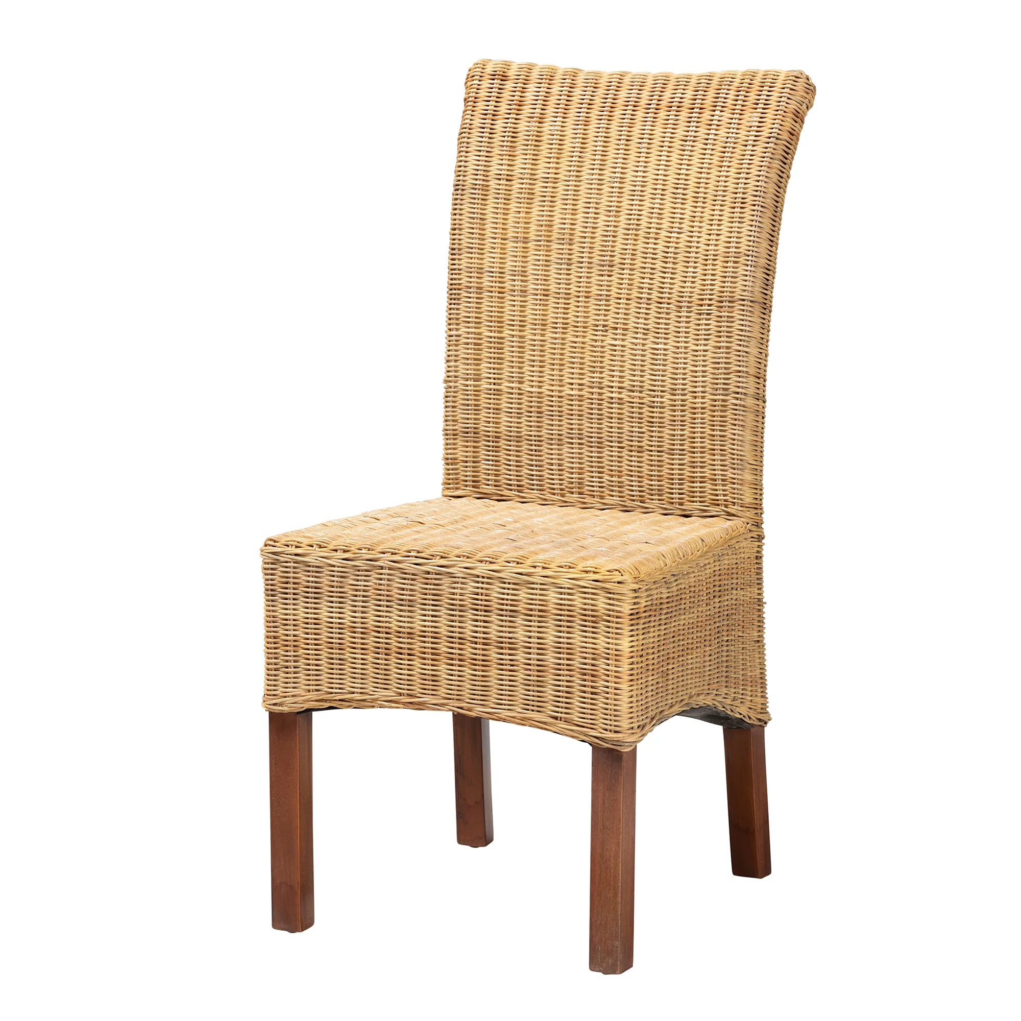 Baxton Studio bali & pari Shamara Modern Bohemian Natural Rattan and Mahogany Wood Dining Chair - Image 2