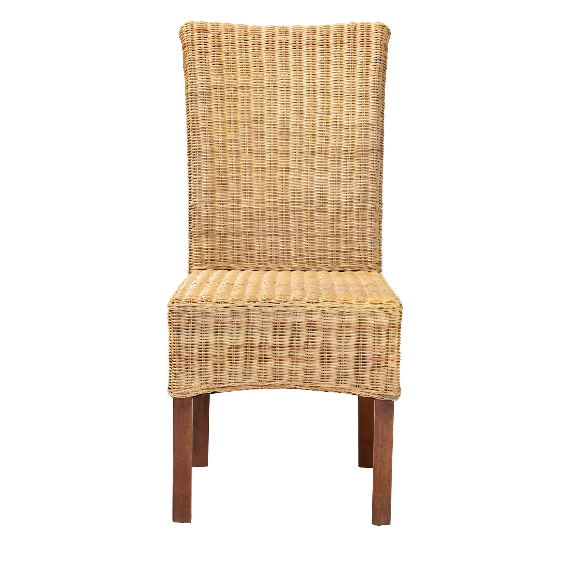 Baxton Studio bali & pari Shamara Modern Bohemian Natural Rattan and Mahogany Wood Dining Chair - Image 3