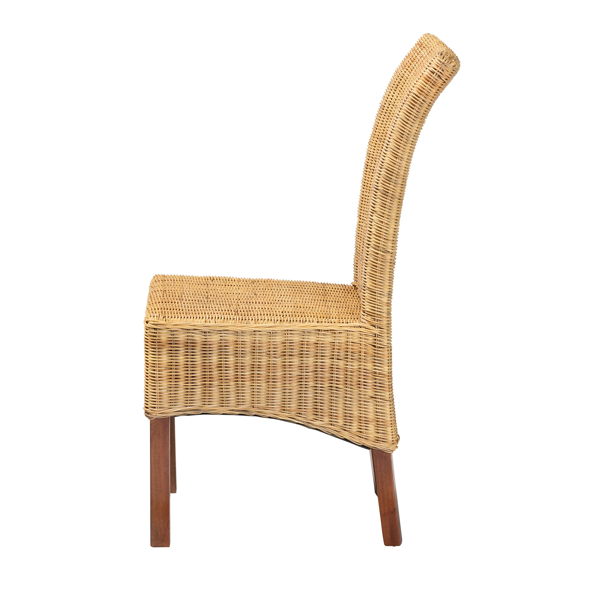 Baxton Studio bali & pari Shamara Modern Bohemian Natural Rattan and Mahogany Wood Dining Chair - Image 4