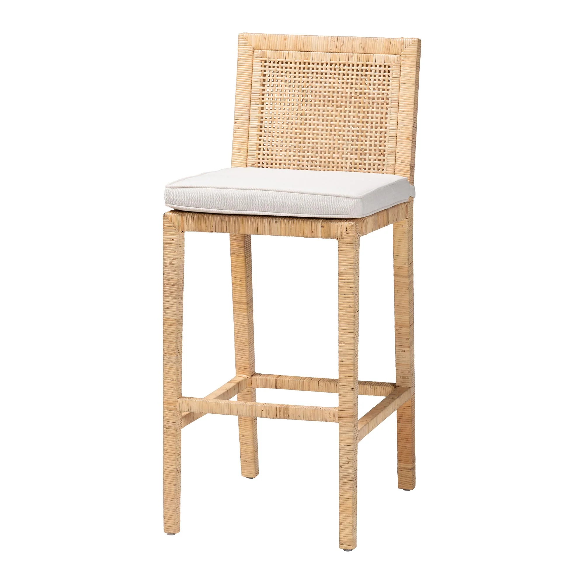 Baxton Studio bali & pari Sofia Bohemian Natural Rattan Bar Stool - Image 4