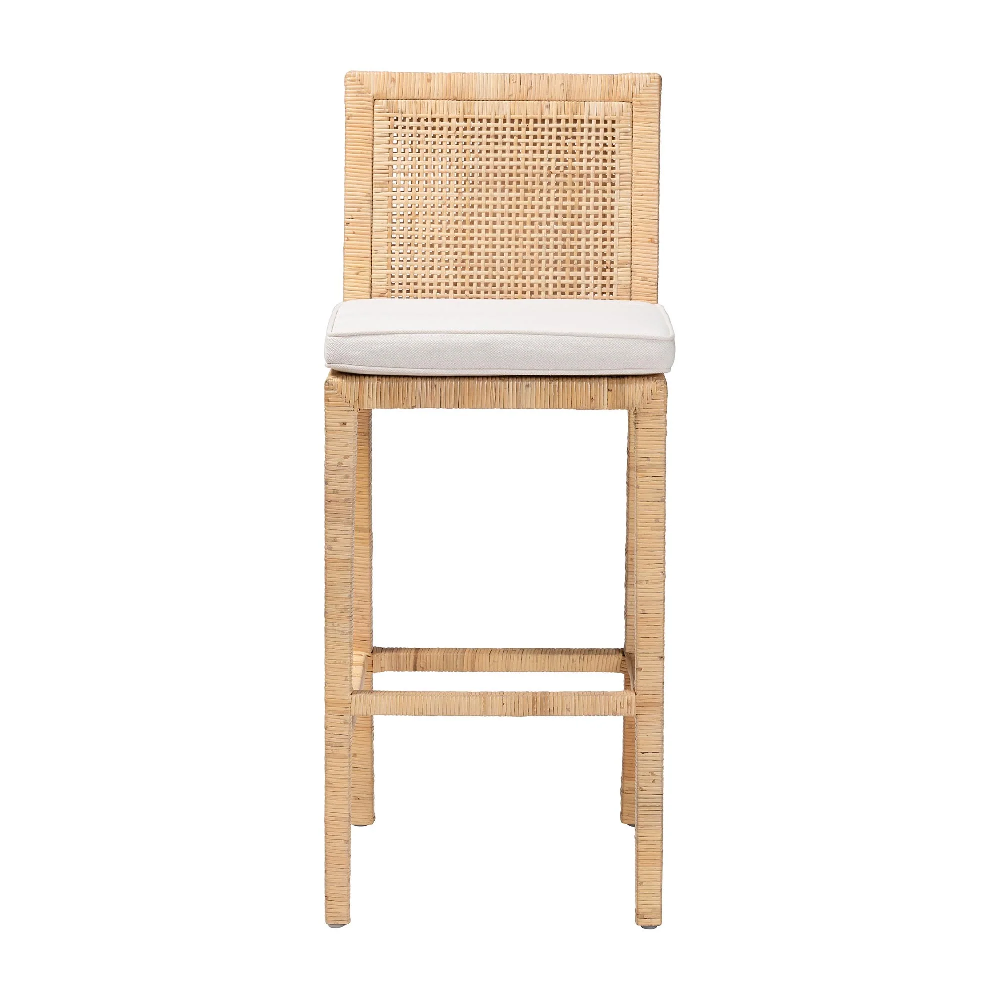 Baxton Studio bali & pari Sofia Bohemian Natural Rattan Bar Stool - Image 5