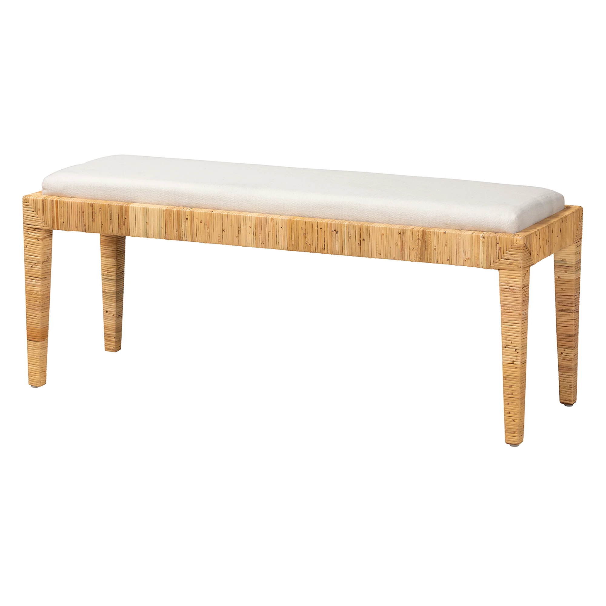 Baxton Studio bali & pari Sofia Modern Bohemian Natural Brown Rattan and Mahogany Wood Bench - Image 2