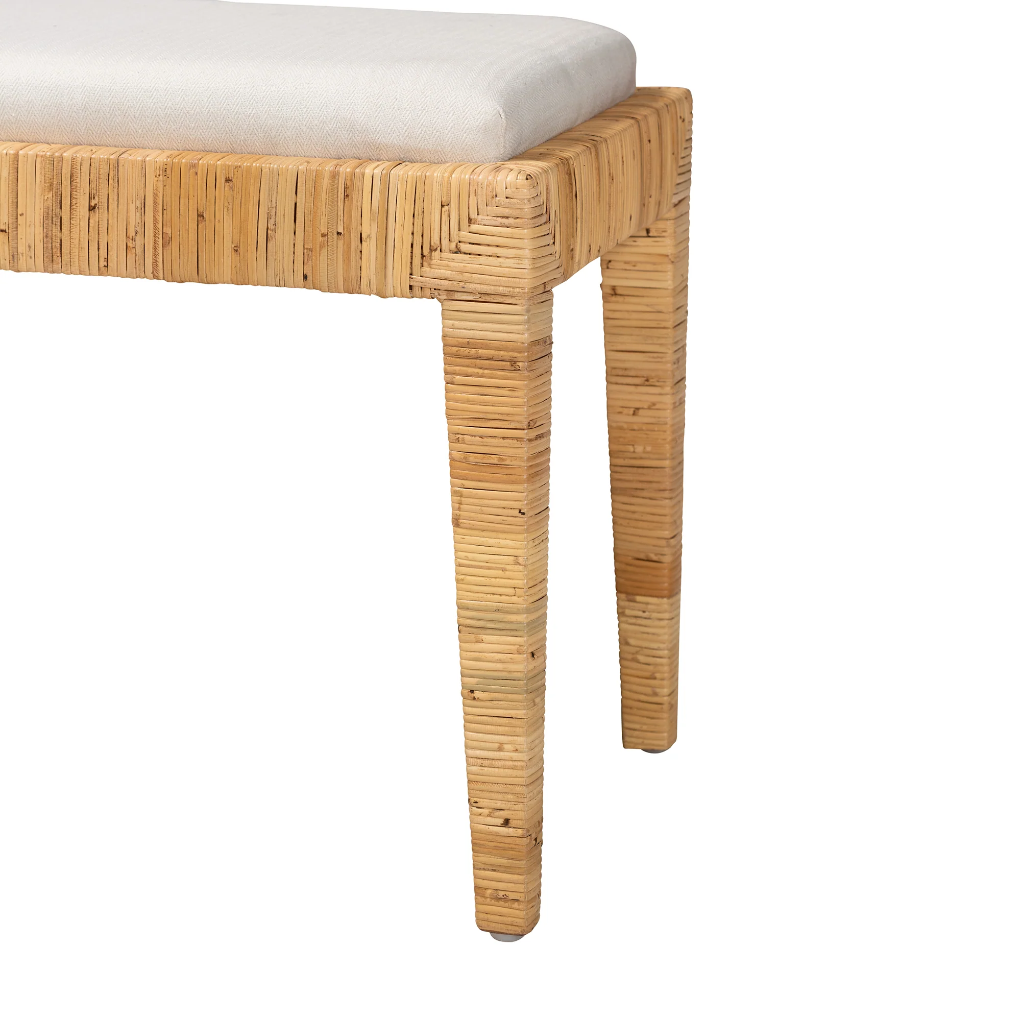 Baxton Studio bali & pari Sofia Modern Bohemian Natural Brown Rattan and Mahogany Wood Bench - Image 5