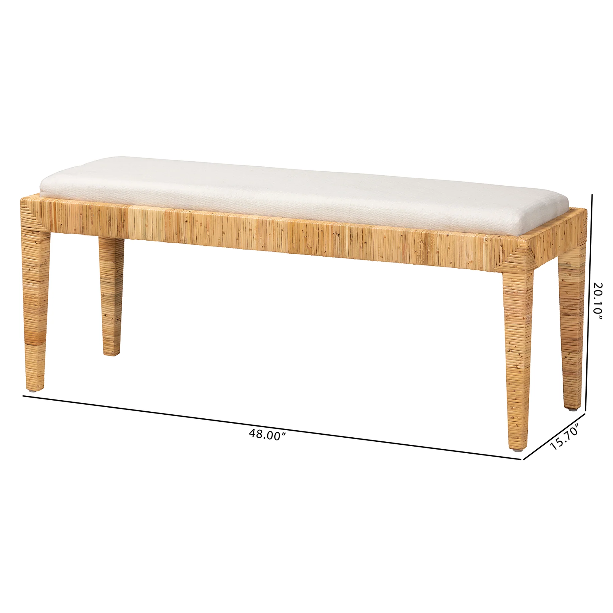 Baxton Studio bali & pari Sofia Modern Bohemian Natural Brown Rattan and Mahogany Wood Bench - Image 8
