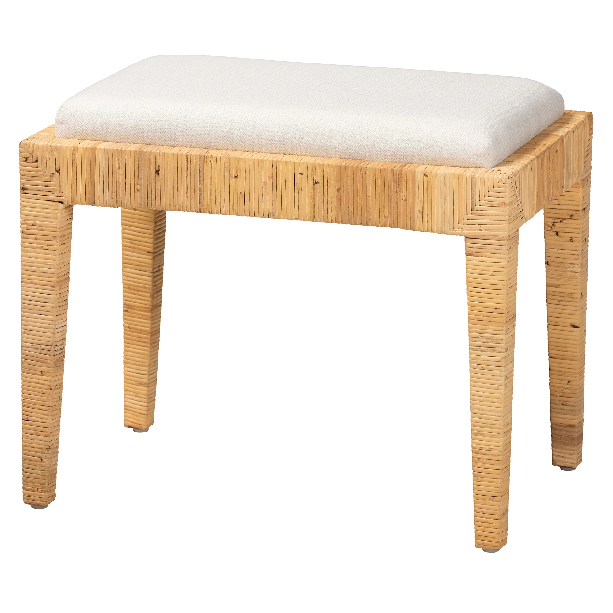 Baxton Studio bali & pari Sofia Modern Bohemian Natural Brown Rattan and Mahogany Wood Ottoman - Image 2