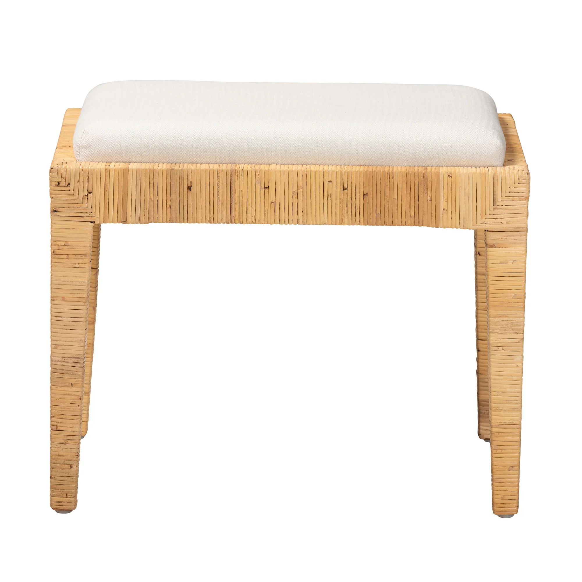 Baxton Studio bali & pari Sofia Modern Bohemian Natural Brown Rattan and Mahogany Wood Ottoman - Image 3
