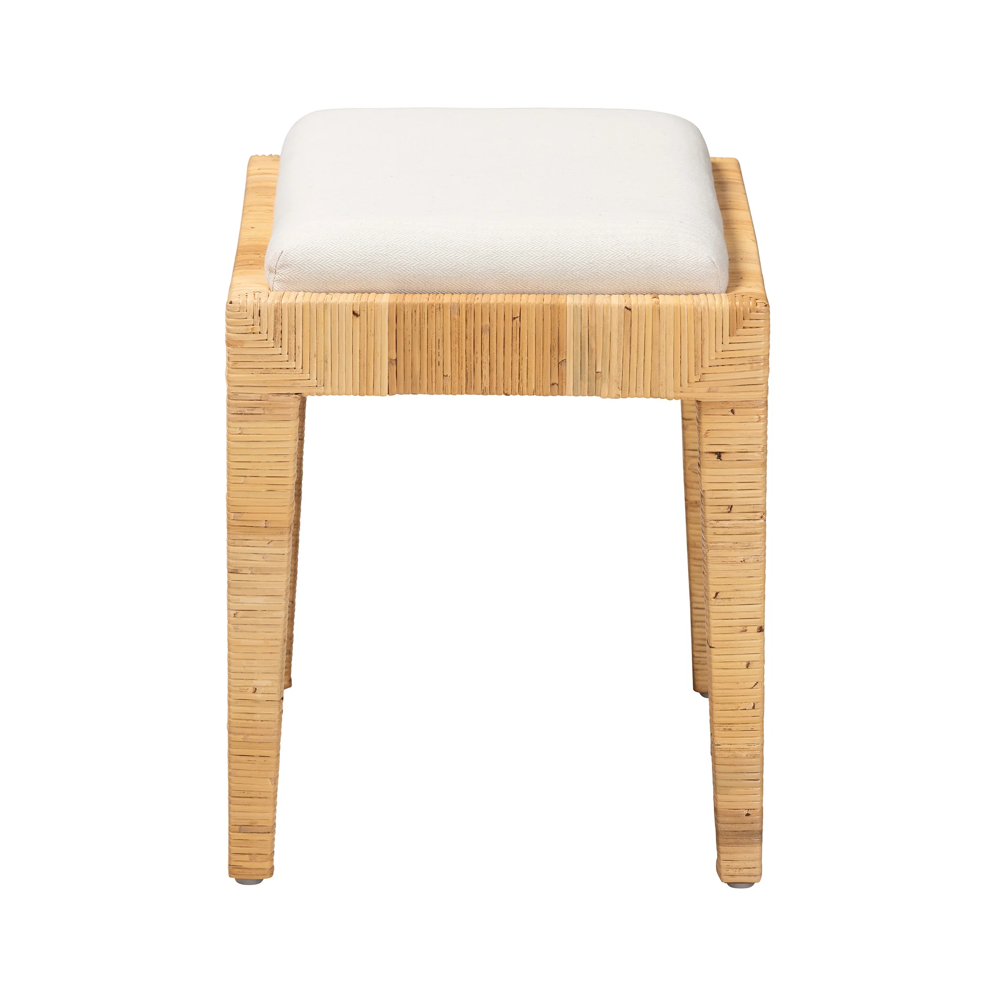 Baxton Studio bali & pari Sofia Modern Bohemian Natural Brown Rattan and Mahogany Wood Ottoman - Image 4