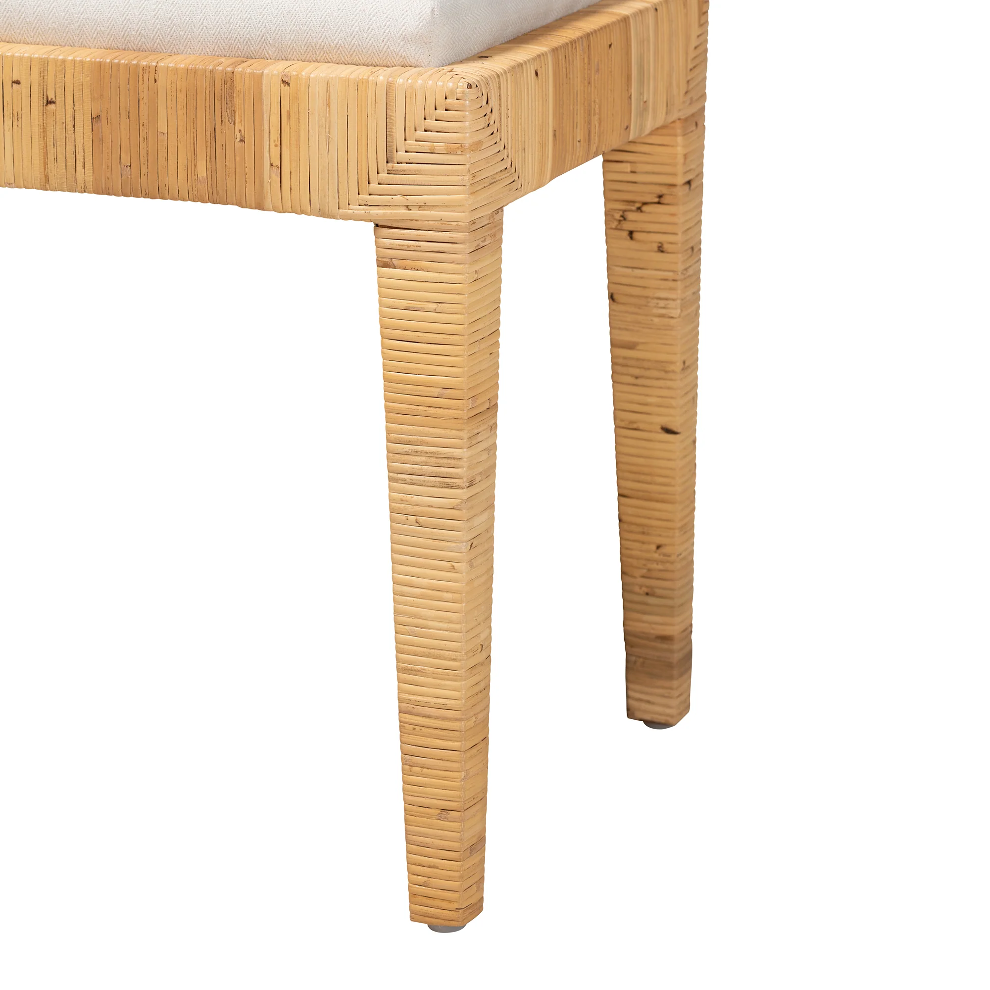 Baxton Studio bali & pari Sofia Modern Bohemian Natural Brown Rattan and Mahogany Wood Ottoman - Image 5