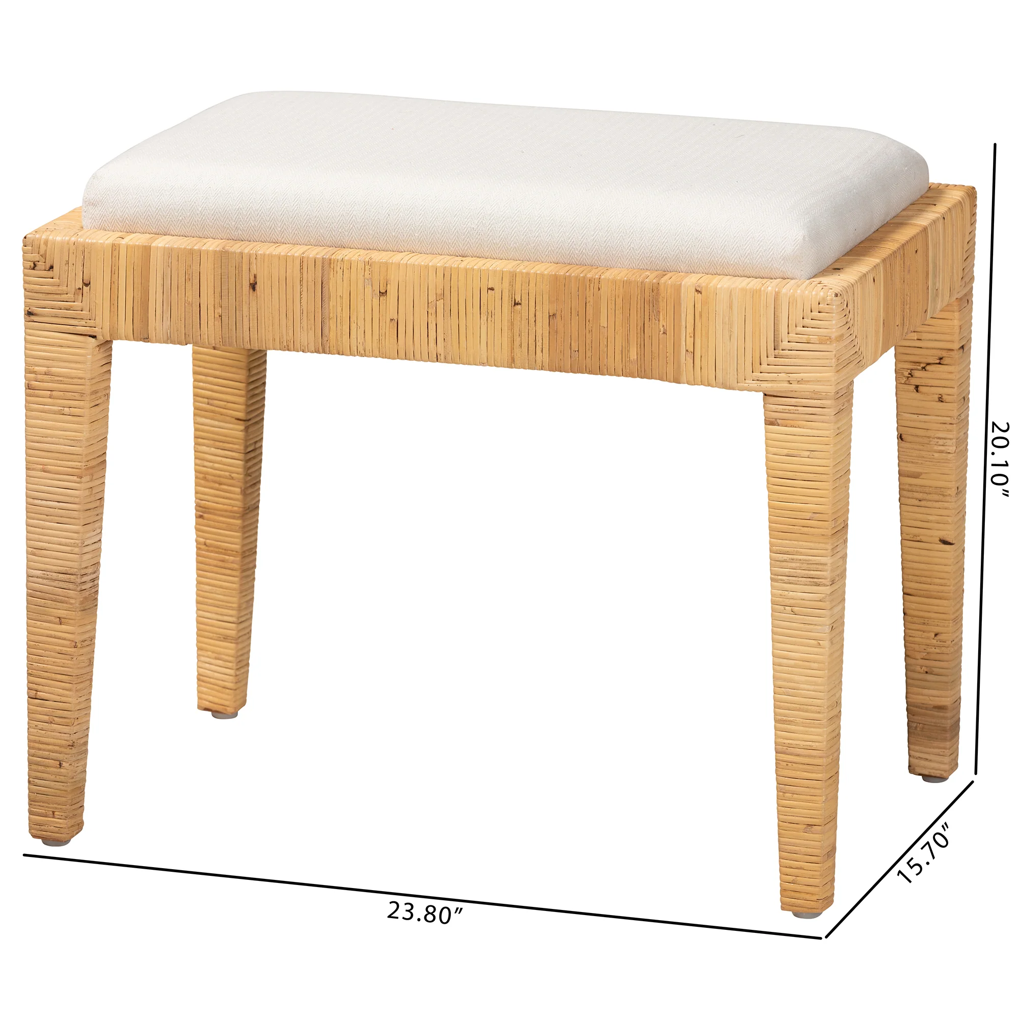 Baxton Studio bali & pari Sofia Modern Bohemian Natural Brown Rattan and Mahogany Wood Ottoman - Image 8