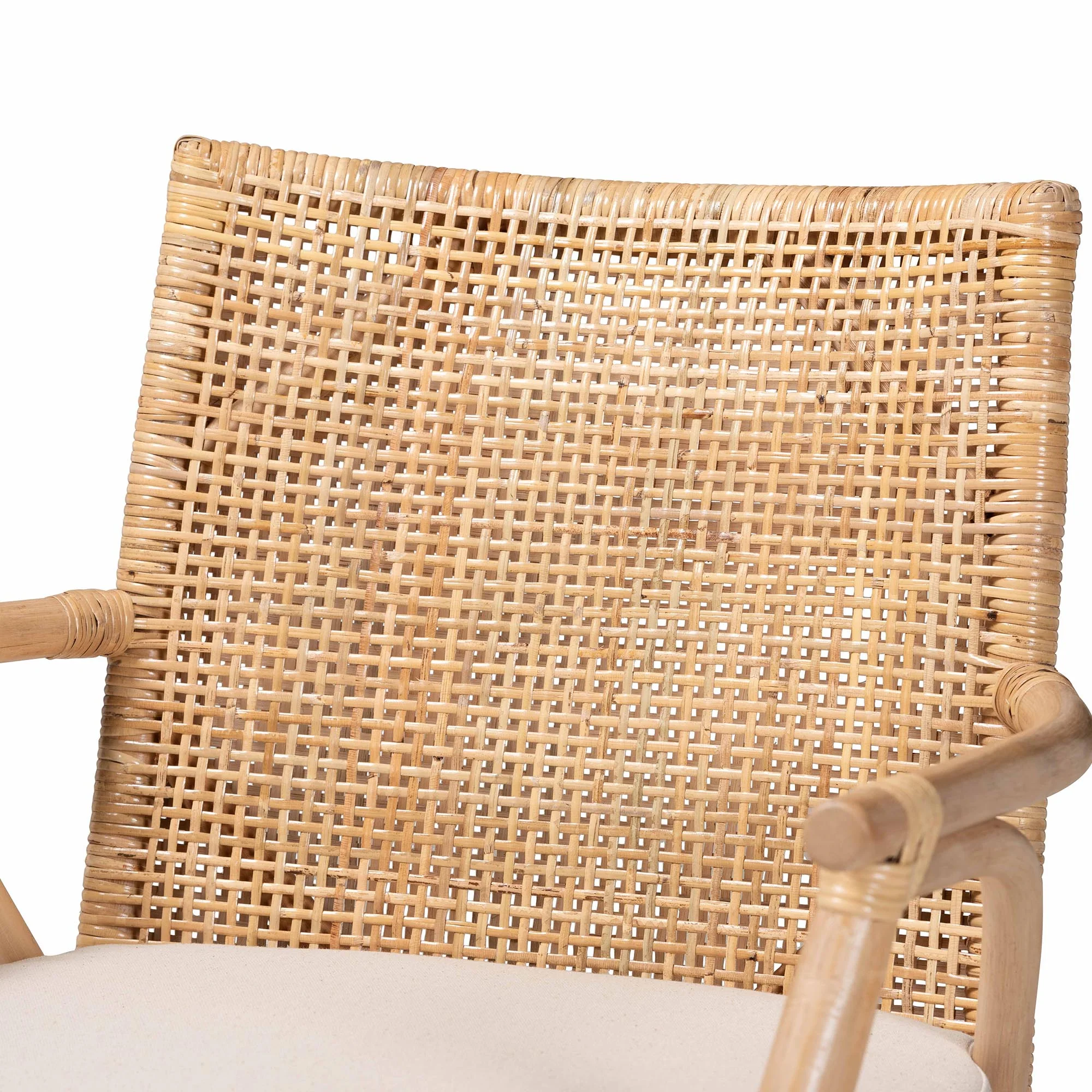 Baxton Studio bali & pari Storsel Modern Bohemian Natural Brown Finished Teak Wood and Rattan Dining Chair - Image 6